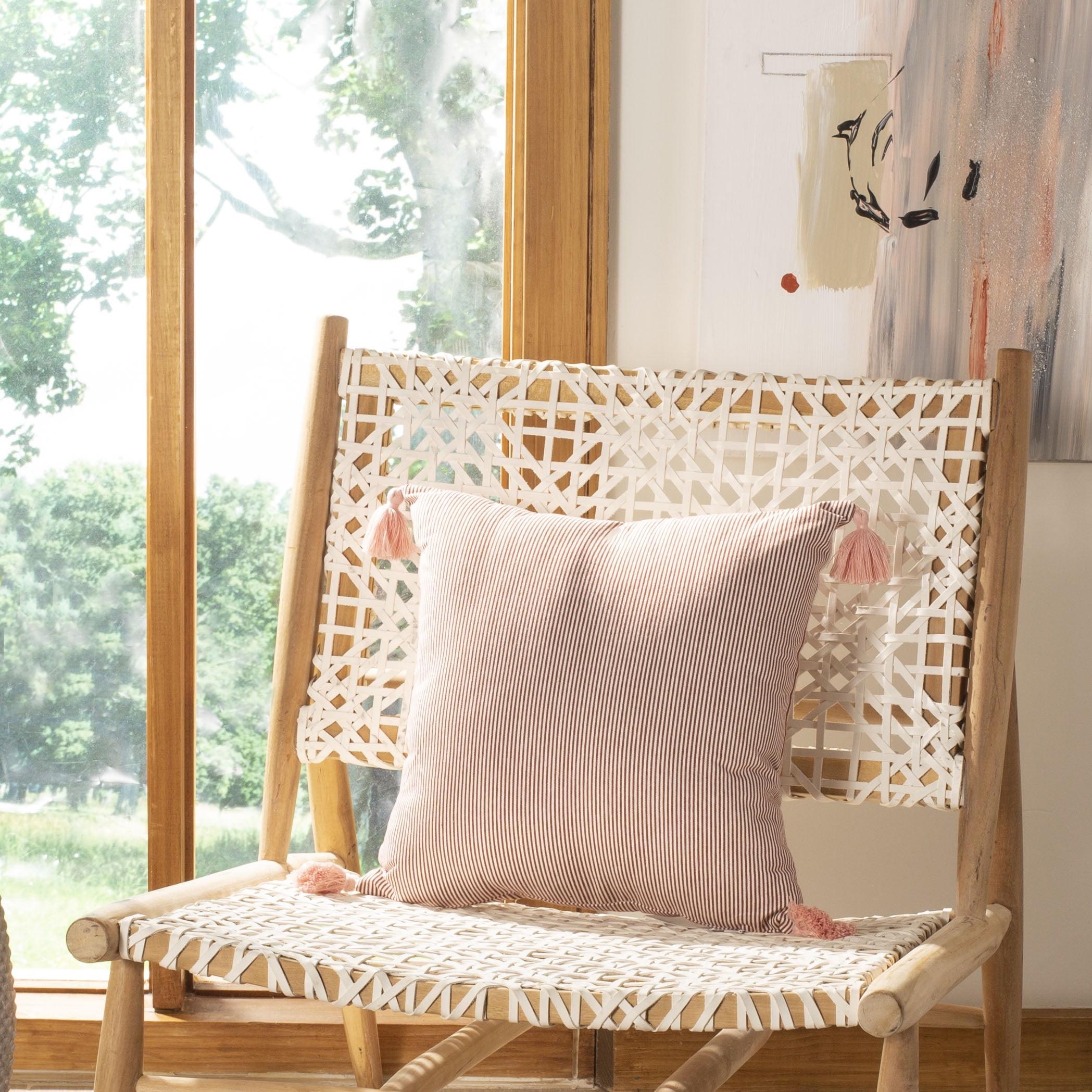 Rusty Red and White Square Contemporary Pillow