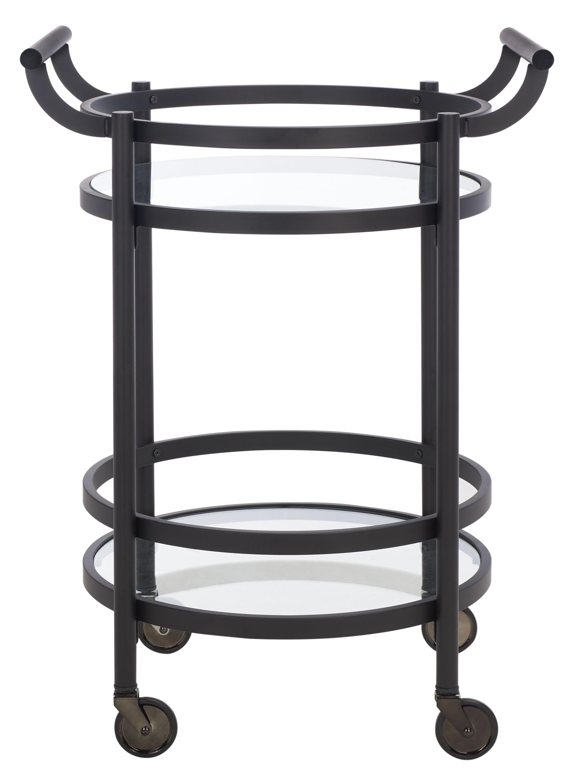 Sienna 2 Tier Round Bar Cart - Matte/Black - Safavieh