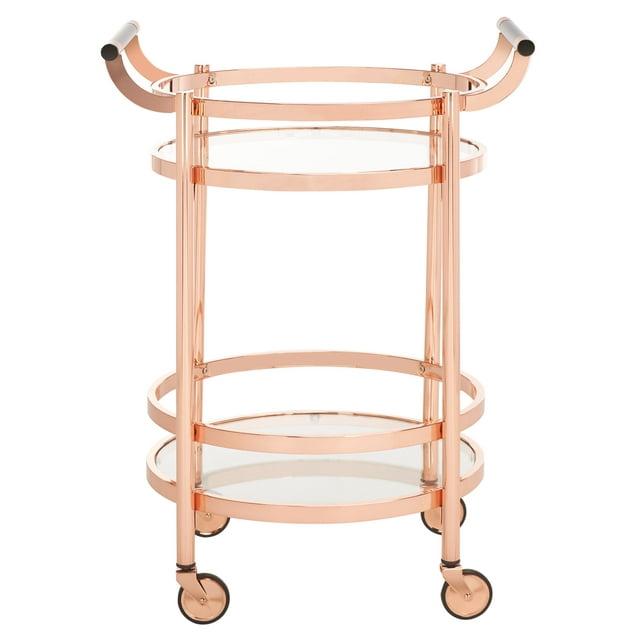 Sienna 2 Tier Round Bar Cart - BCT8001D - Rose Gold - Safavieh