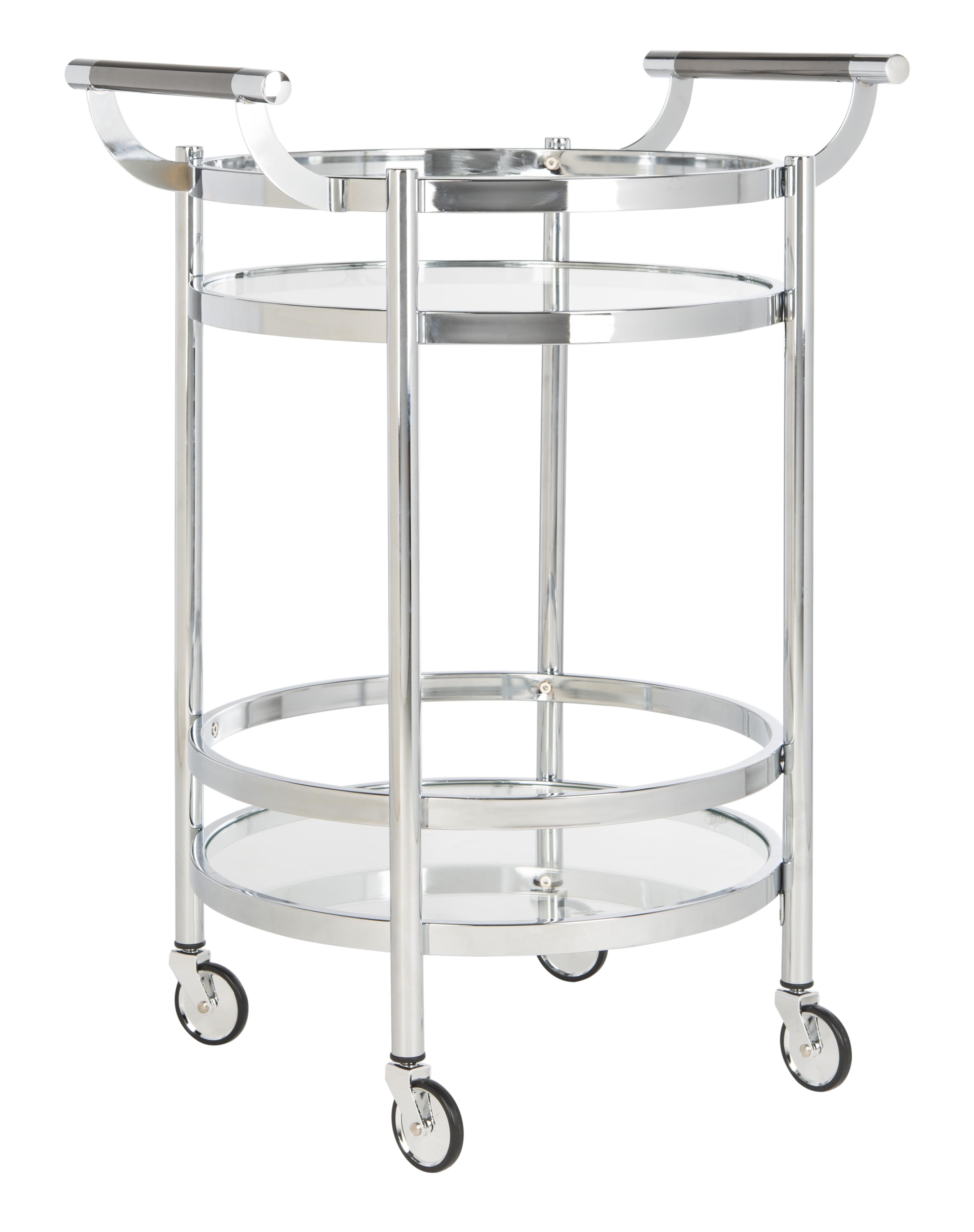 Sienna 2 Tier Round Bar Cart - BCT8001C - Chrome/Glass - Safavieh