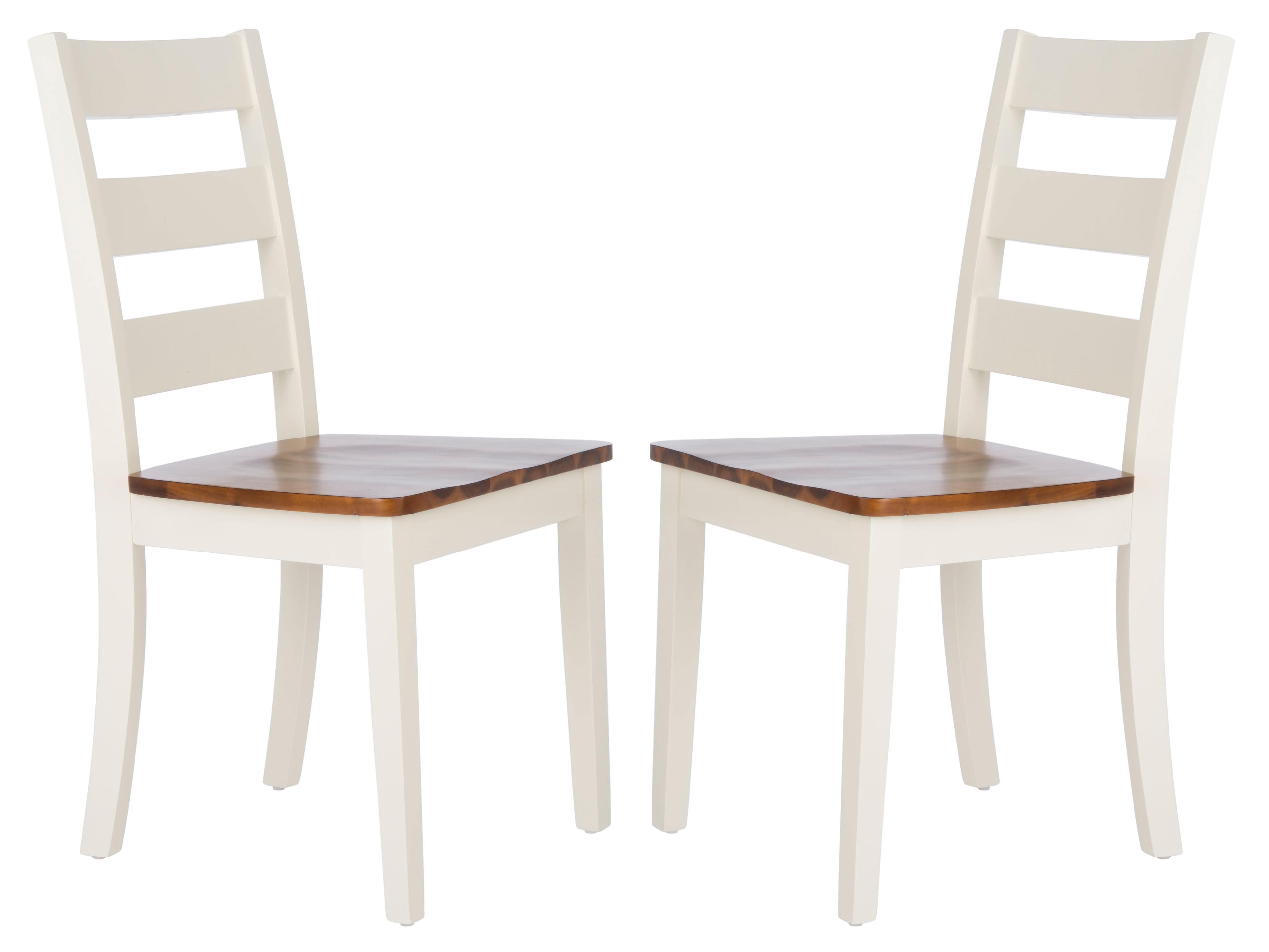 Silio White and Natural Ladder Back Dining Chairs, Set of 2