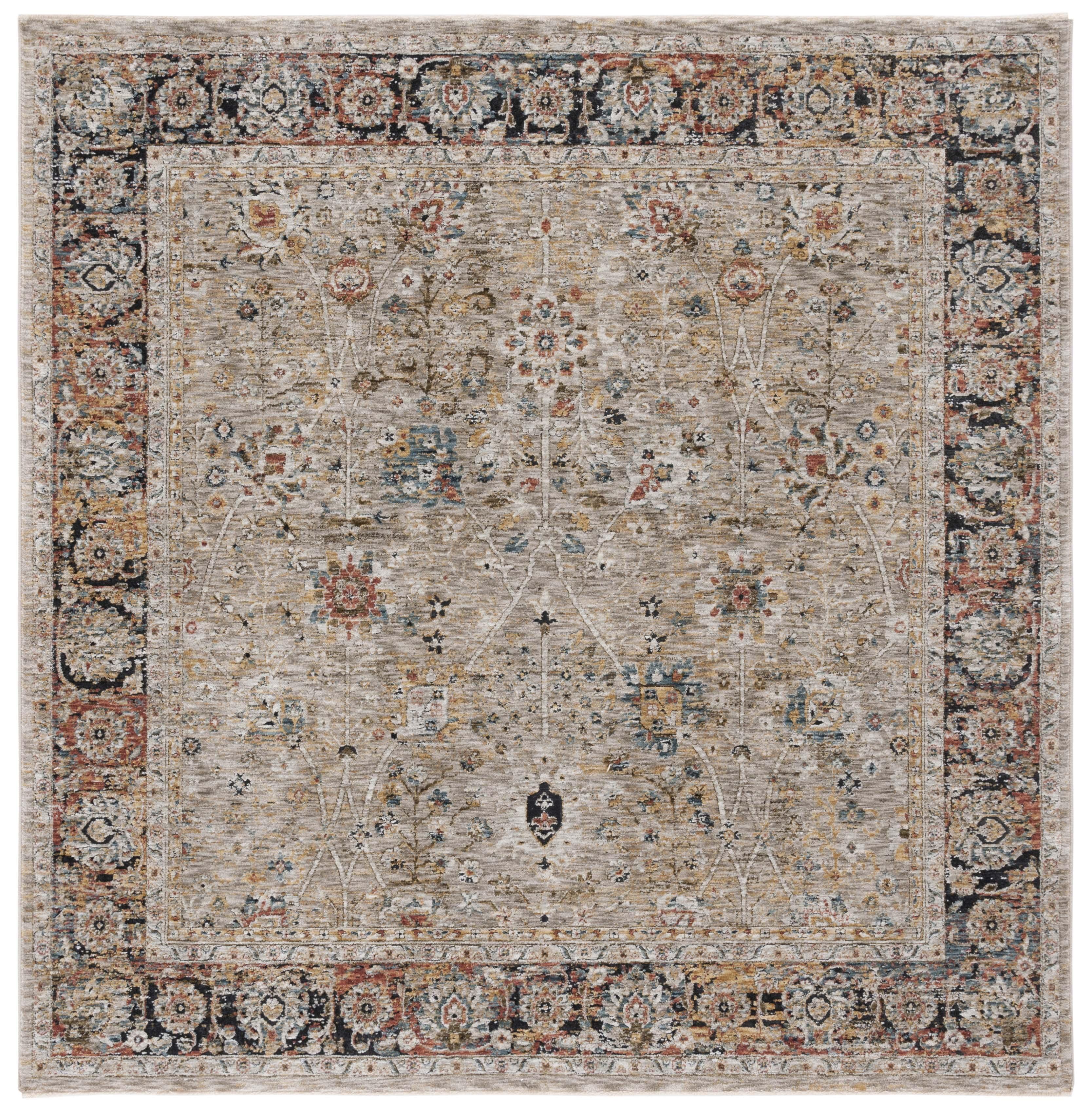 Silverado SVD112 Power Loomed Area Rug - Beige/Rust - 6'4"x6'4"Square - Safavieh.