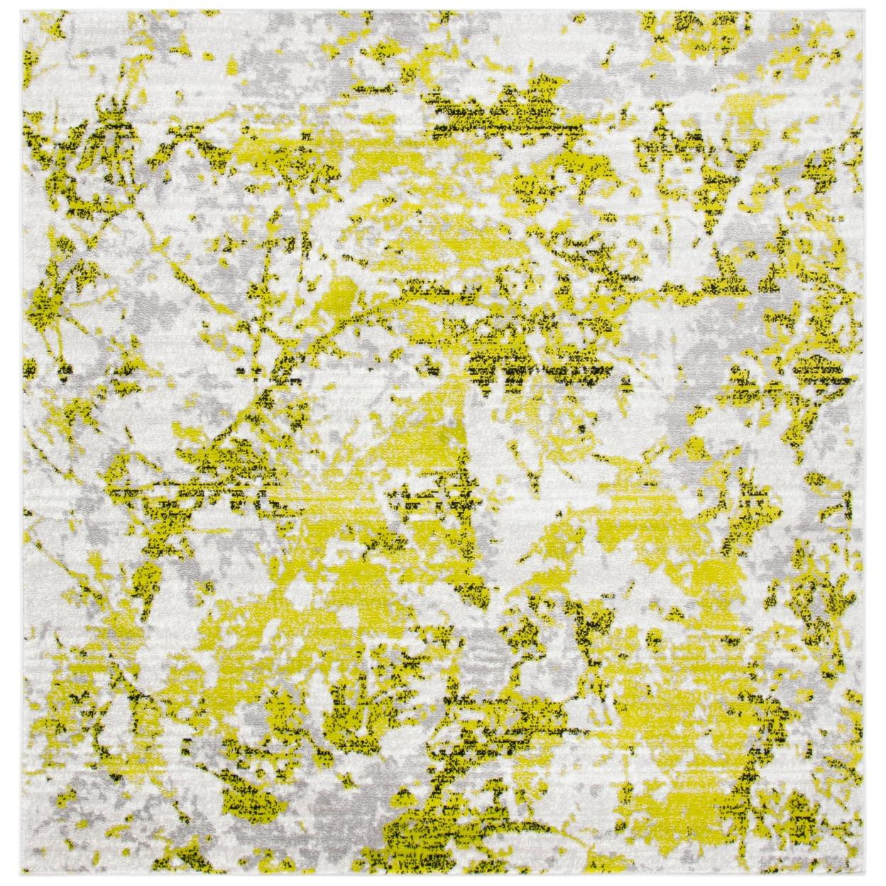 SAFAVIEH Skyler Joisse Distressed Area Rug, Grey/Green, 6'7" x 6'7" Square