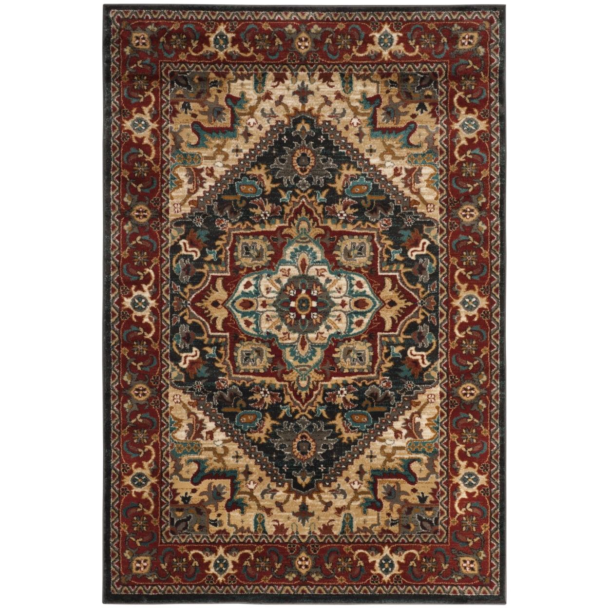 Skyler Beige and Blue Green Round Medallion Synthetic Rug