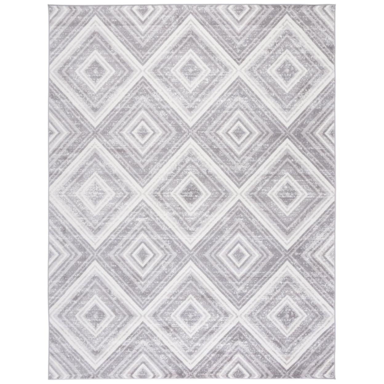 Grey and Ivory Medallion Synthetic Runner Rug