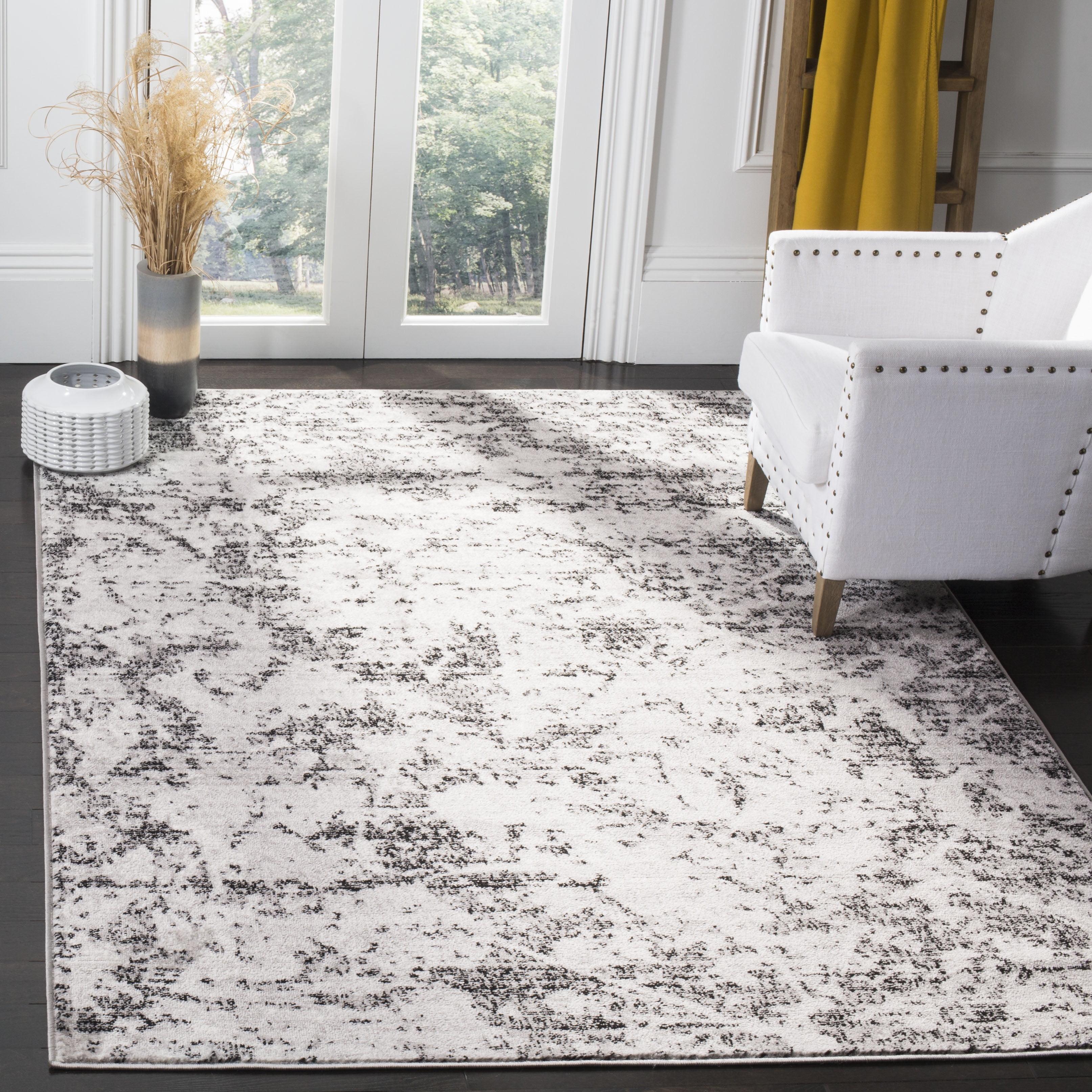 Charcoal and Ivory Medallion Synthetic 4' x 6' Area Rug