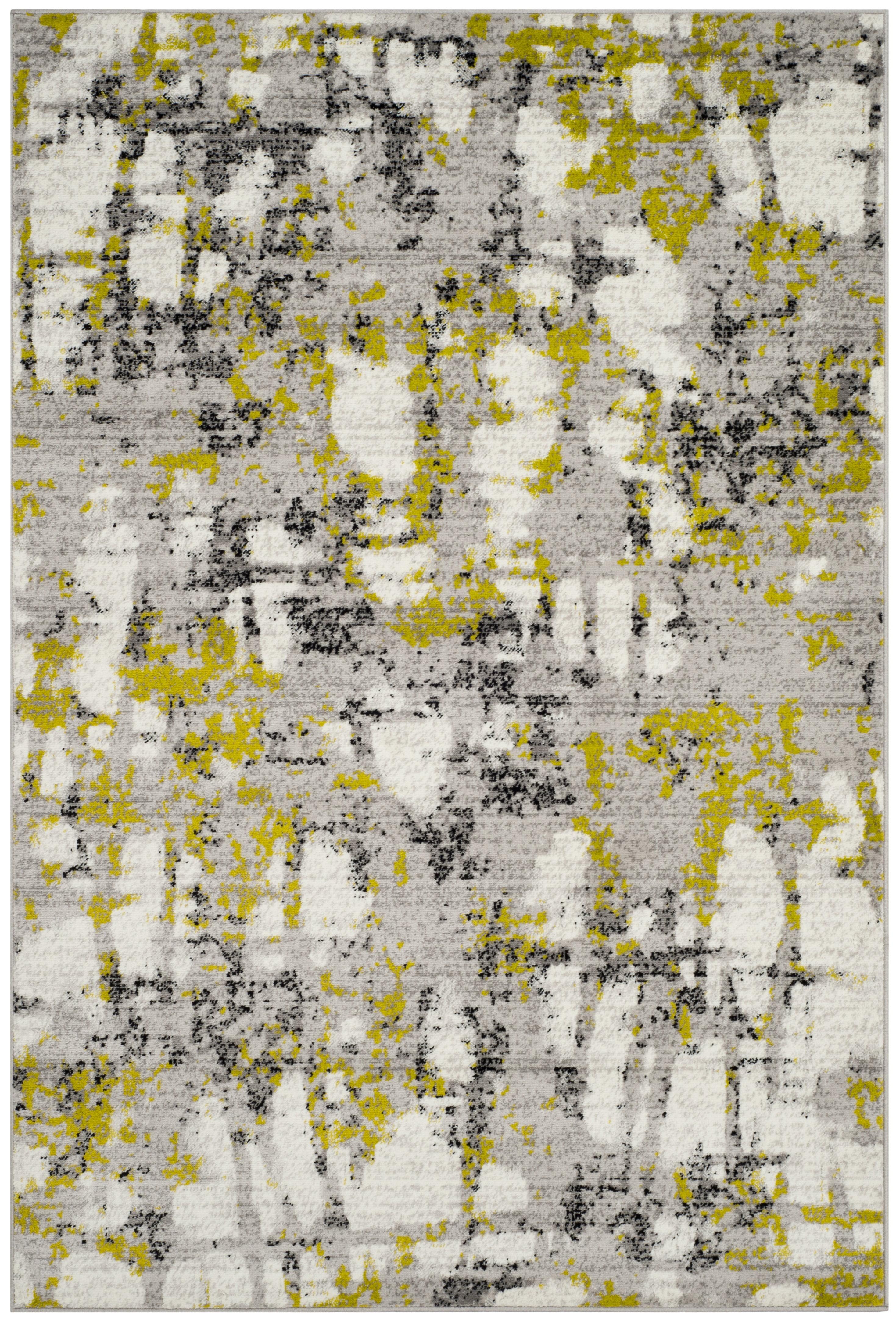 Skyler Grey and Green Abstract Medallion 6' x 9' Synthetic Area Rug