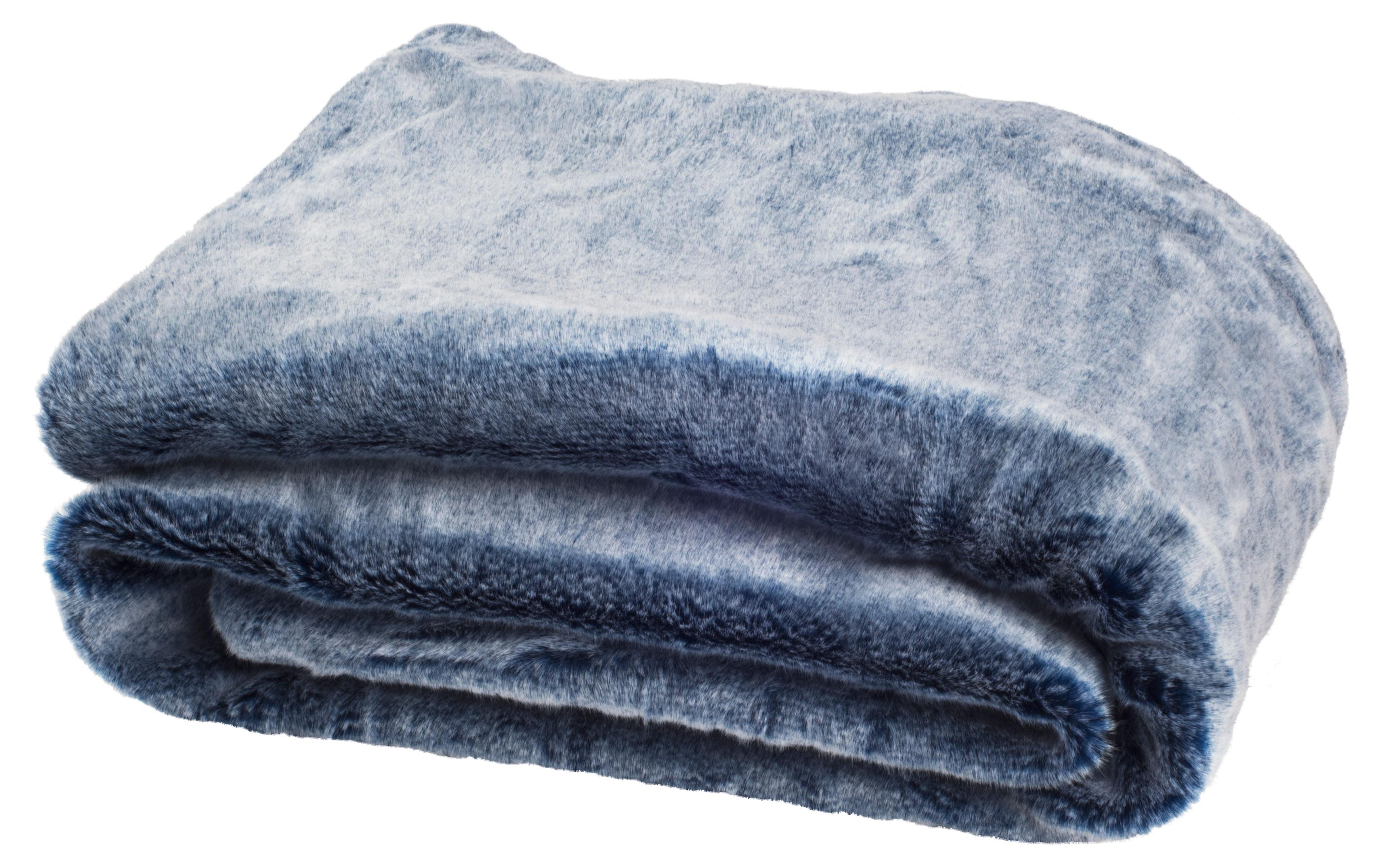 Blue and White Faux Fur Reversible Throw Blanket