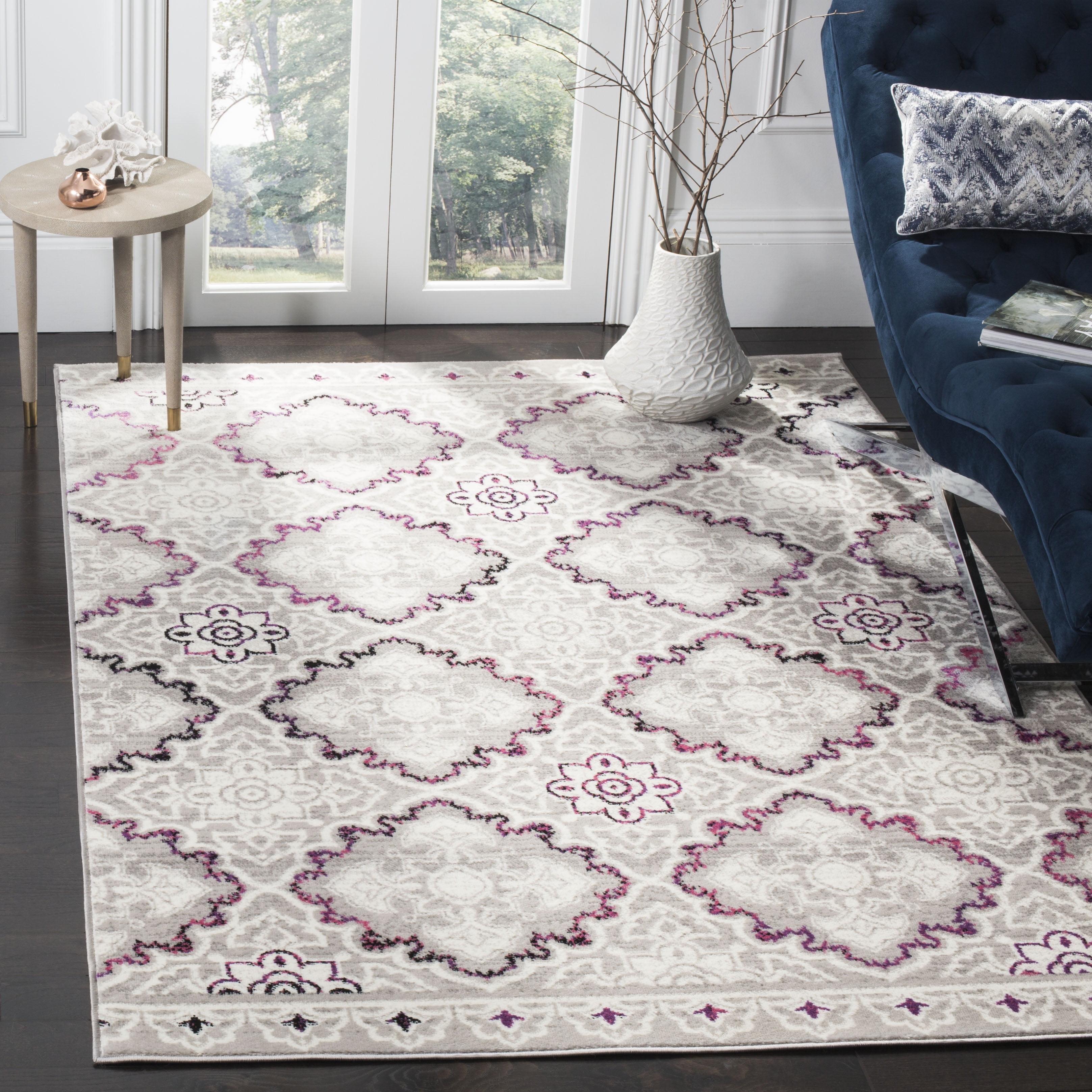 Skyler SKY199 Power Loomed Indoor Area Rug - Grey/Pink - 5'1"x7'6" - Safavieh.