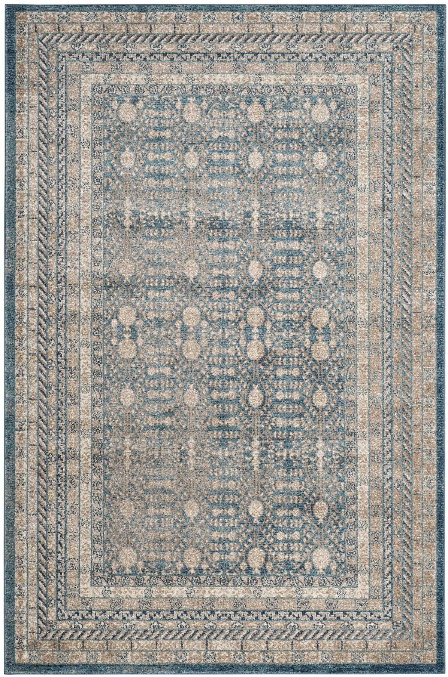 Sofia Blue Beige Synthetic Rectangular Area Rug