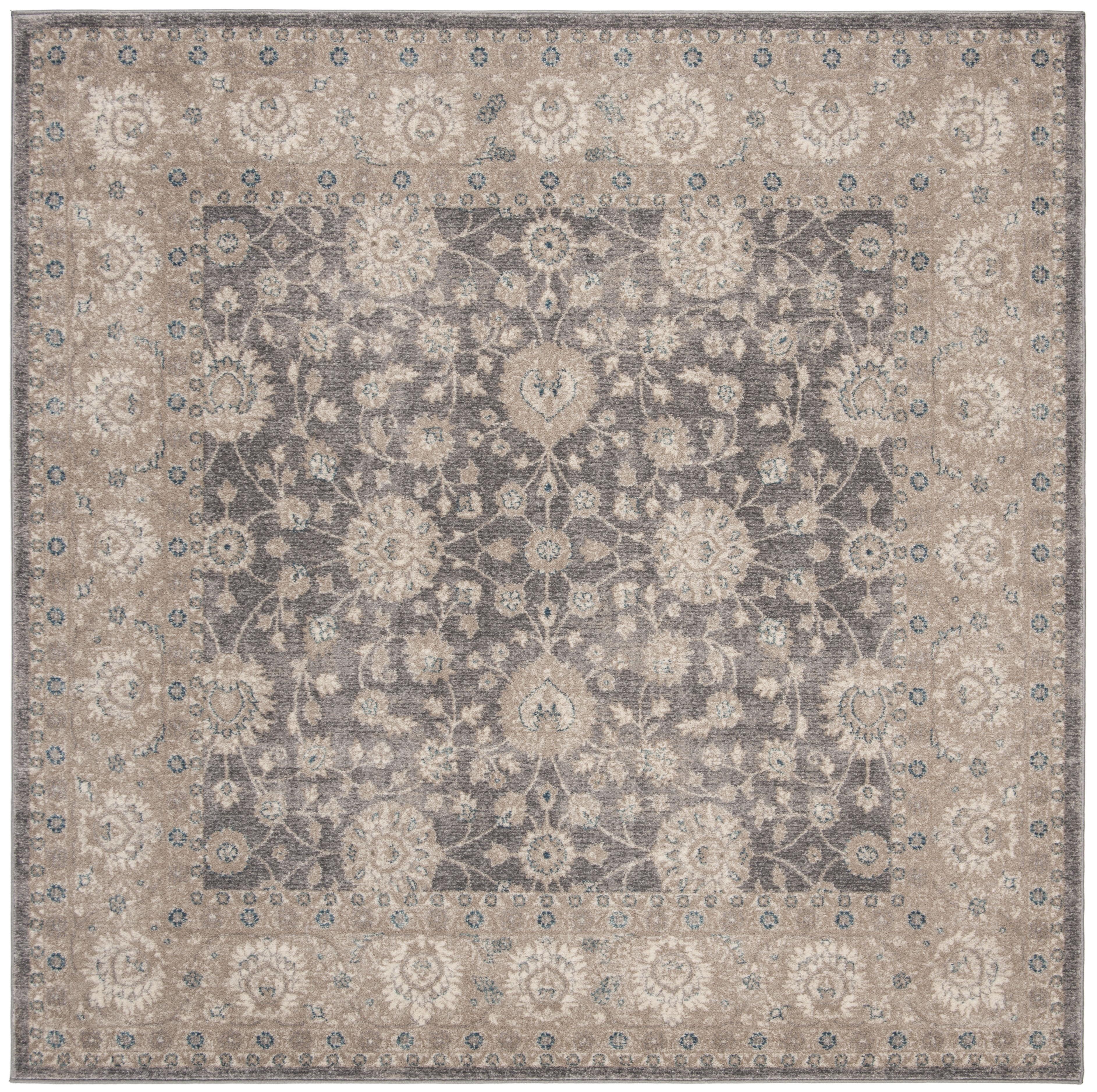 Sofia SOF330 Power Loomed Area Rug - Light Grey/Beige - 6'7"x6'7" - Safavieh.