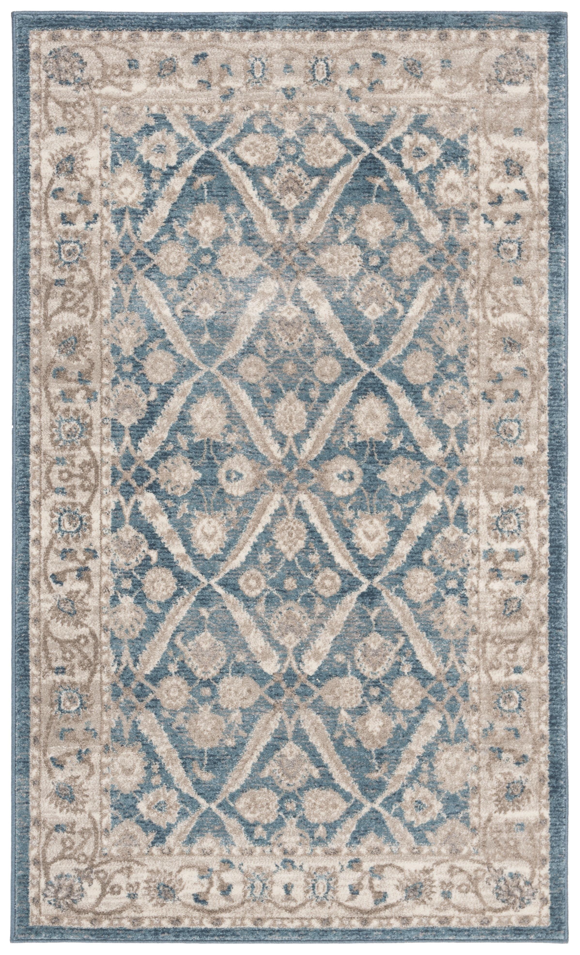 Sofia Elegance Blue & Beige 3' x 5' Hand-Knotted Synthetic Area Rug