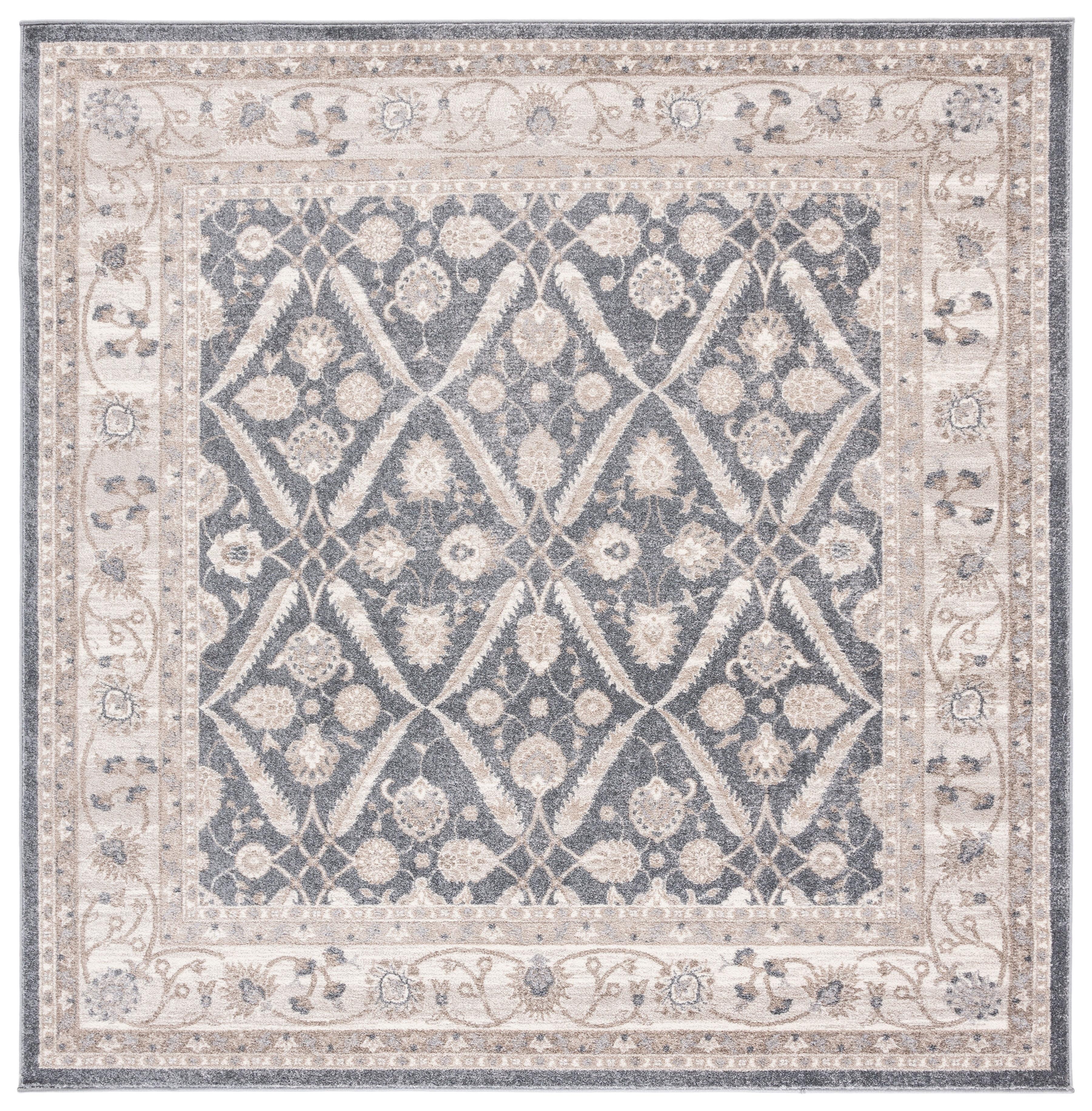 Sofia SOF378 Power Loomed Indoor Area Rug - Dark Grey/Beige - 6'7"x6'7" - Safavieh