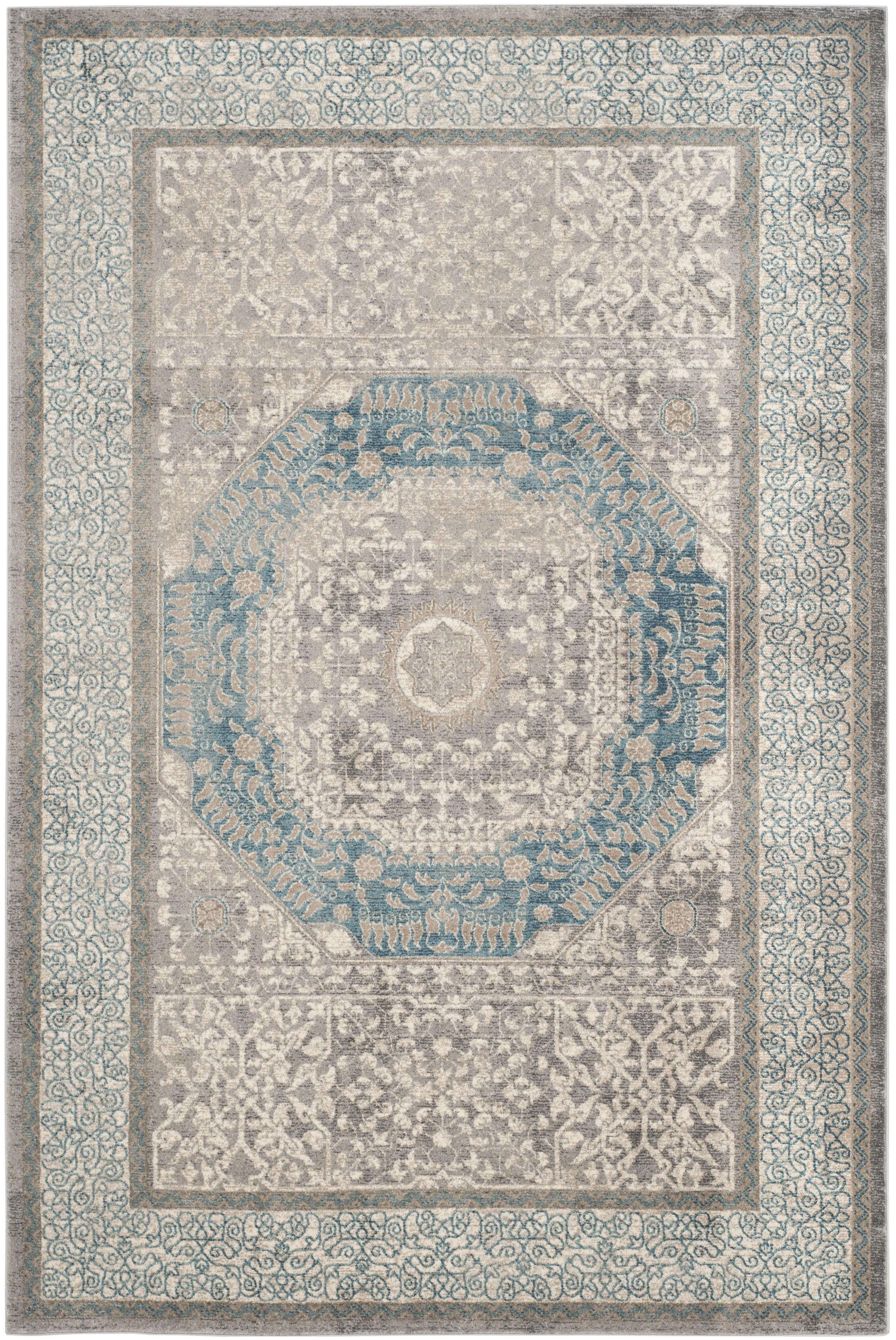 Sofia Vintage Oriental Light Grey and Blue 4' x 5'7" Accent Rug