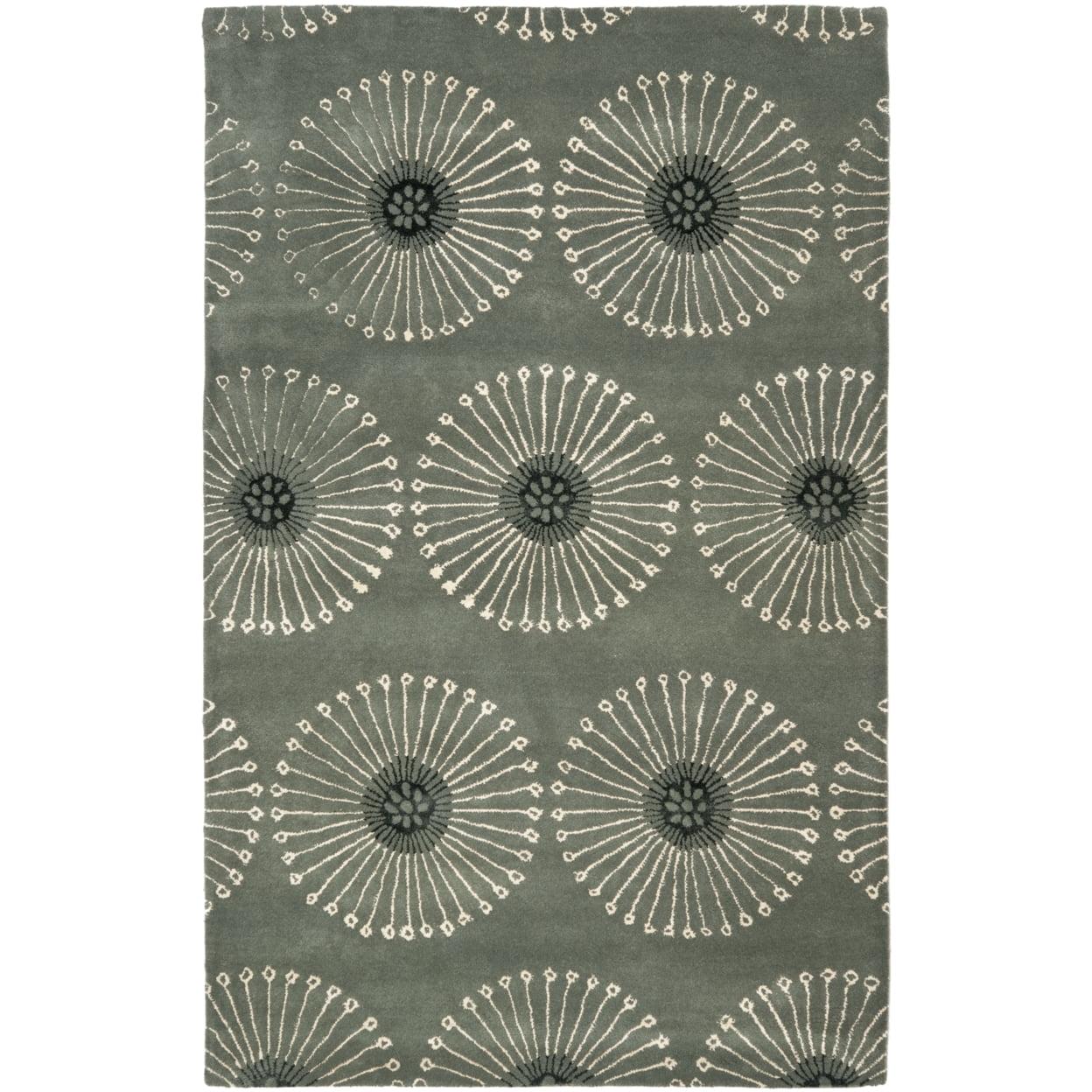 Grey and Ivory Hand-Tufted Wool and Viscose Area Rug