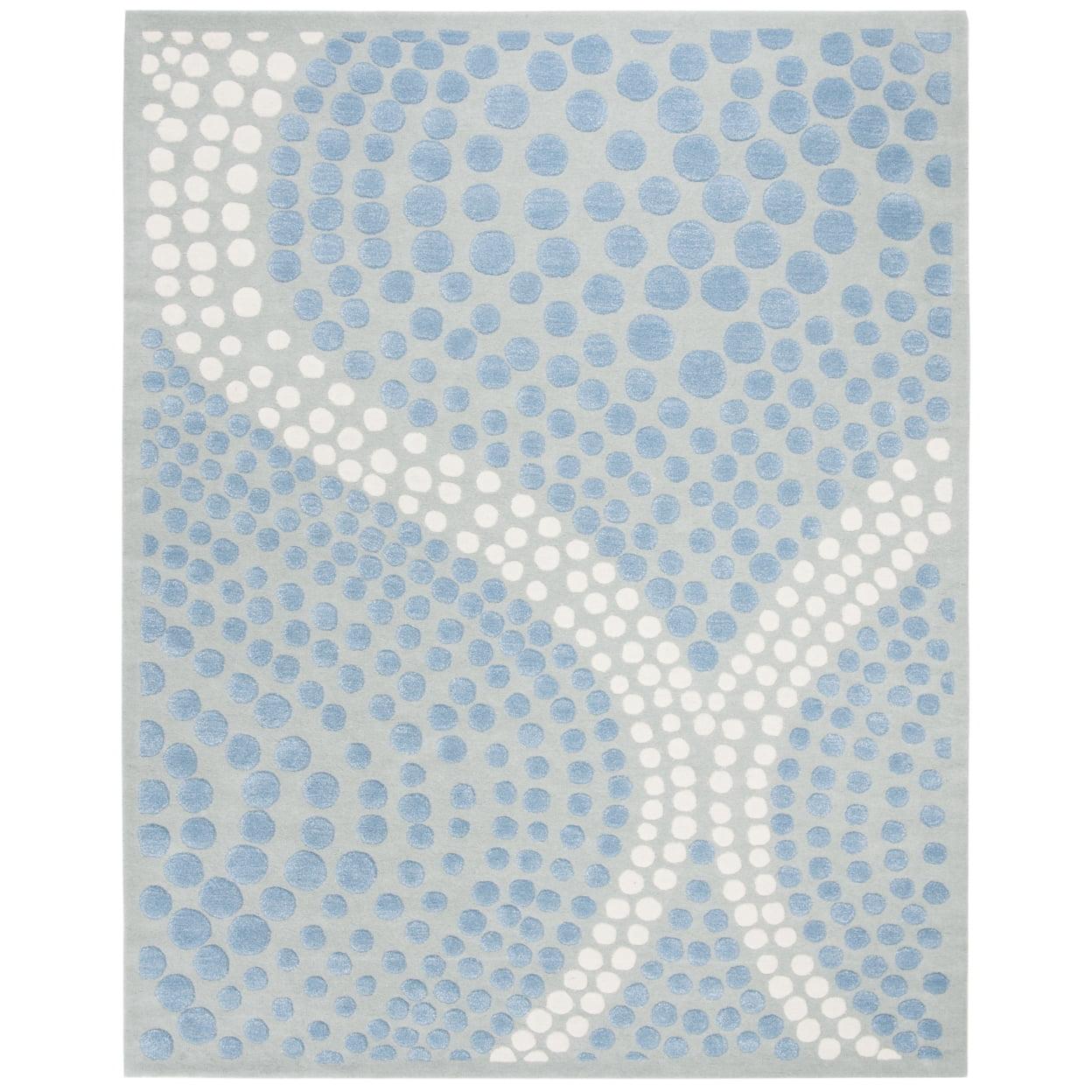 SAFAVIEH Soho Andrew Polka Dots Wool Area Rug, Light Blue, 3'6" x 5'6"