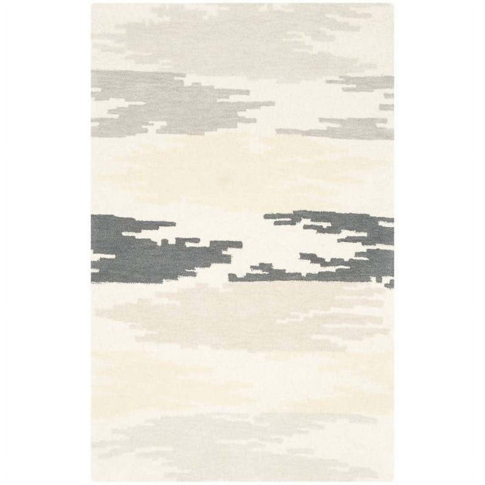 Hand-Tufted Ivory and Grey Wool & Viscose Blend Area Rug 3'6" x 5'6"