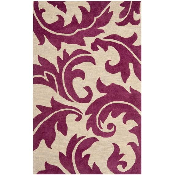 SAFAVIEH Soho Blair Floral Wool Area Rug, Purple/Beige, 7'6" x 9'6"