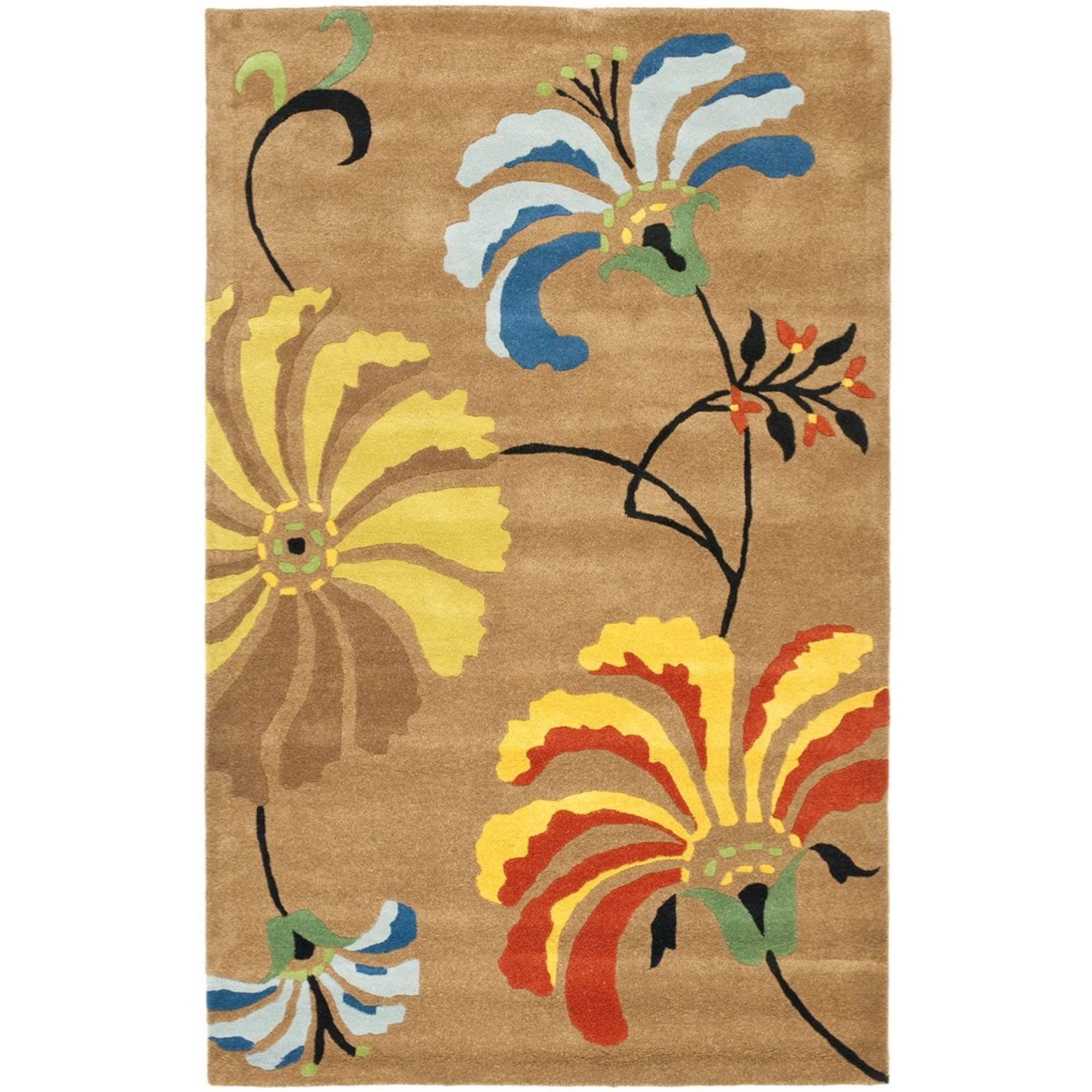 SAFAVIEH Soho Brooke Floral Wool Area Rug, Brown/Multi, 3'6" x 5'6"