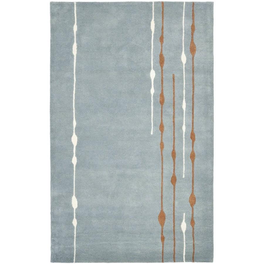 Blue Rectangular Tufted Wool and Viscose Area Rug 7'6"x9'6"