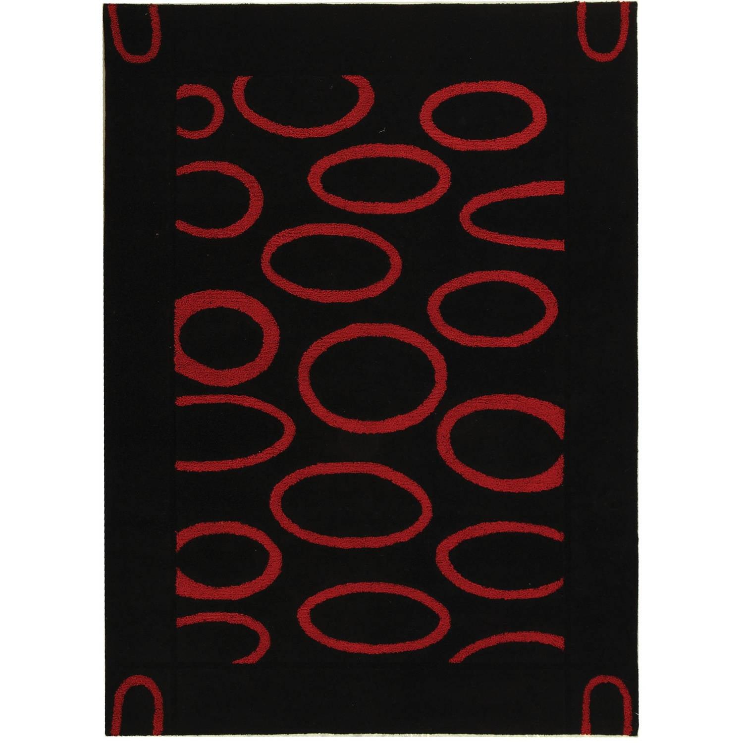 SAFAVIEH Soho Chason Geometric Wool Area Rug, Black/Red, 3'6" x 5'6"