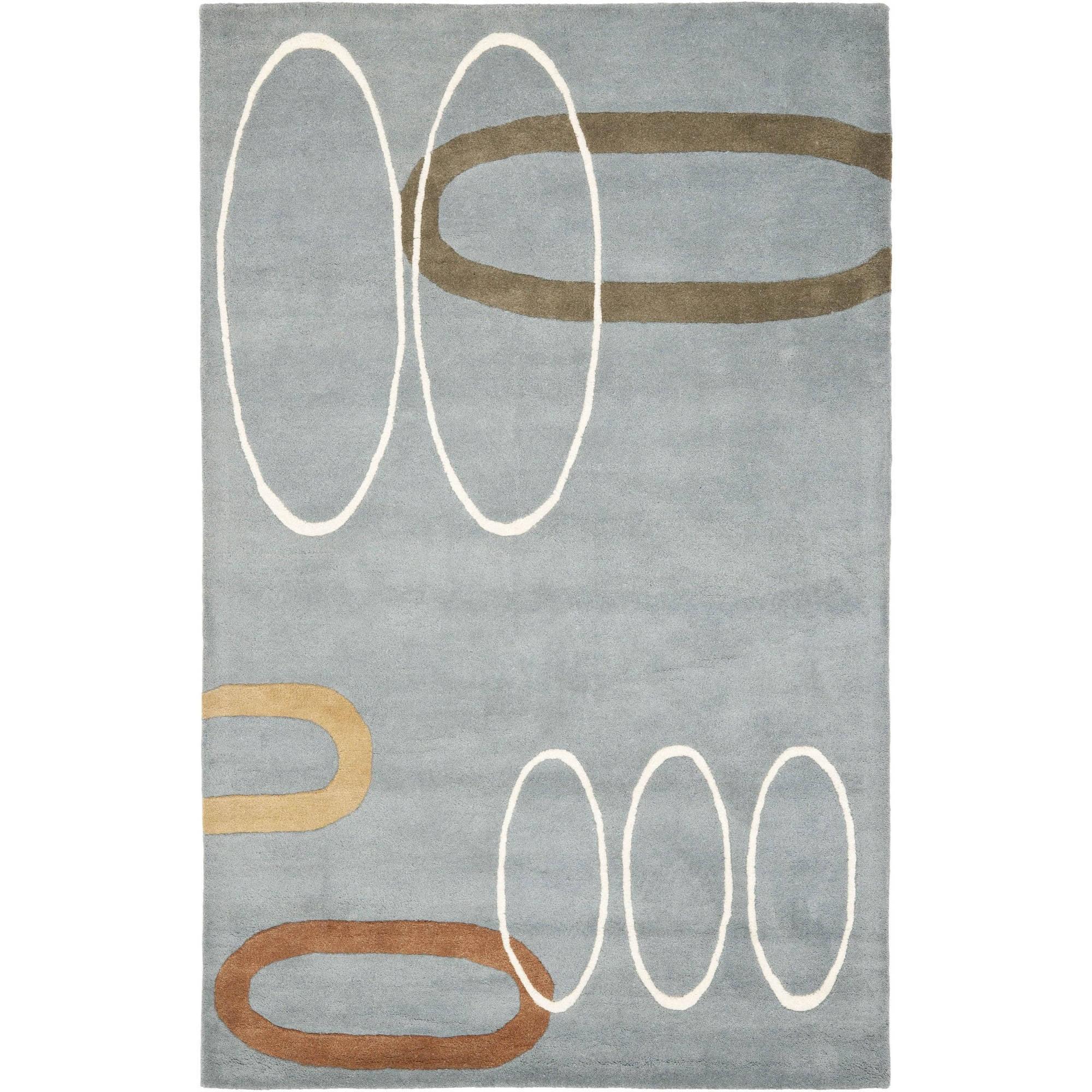 Blue Multi 5' x 8' Hand-Tufted Wool Area Rug