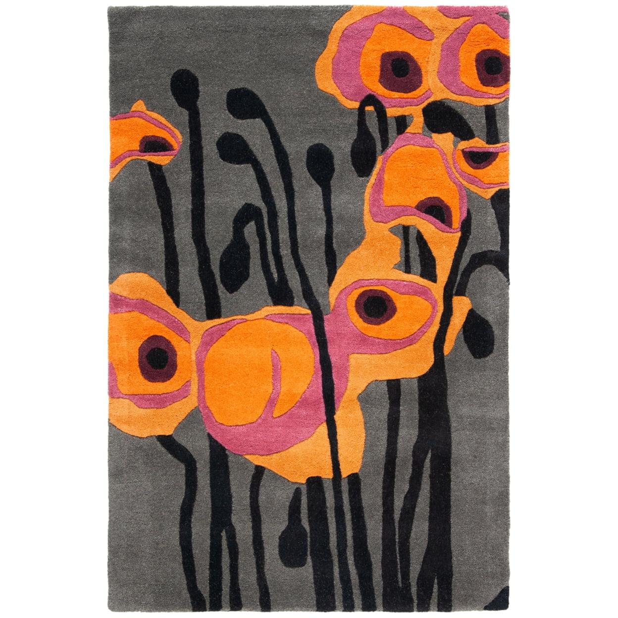 Soho SOH853 Hand Tufted Accent Rug - Grey/Orange - 2'x3' - Safavieh.