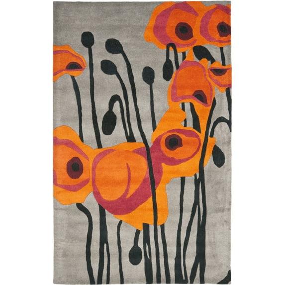Soho SOH853 Hand Tufted Area Rug - Grey/Orange - 6'x9' - Safavieh.