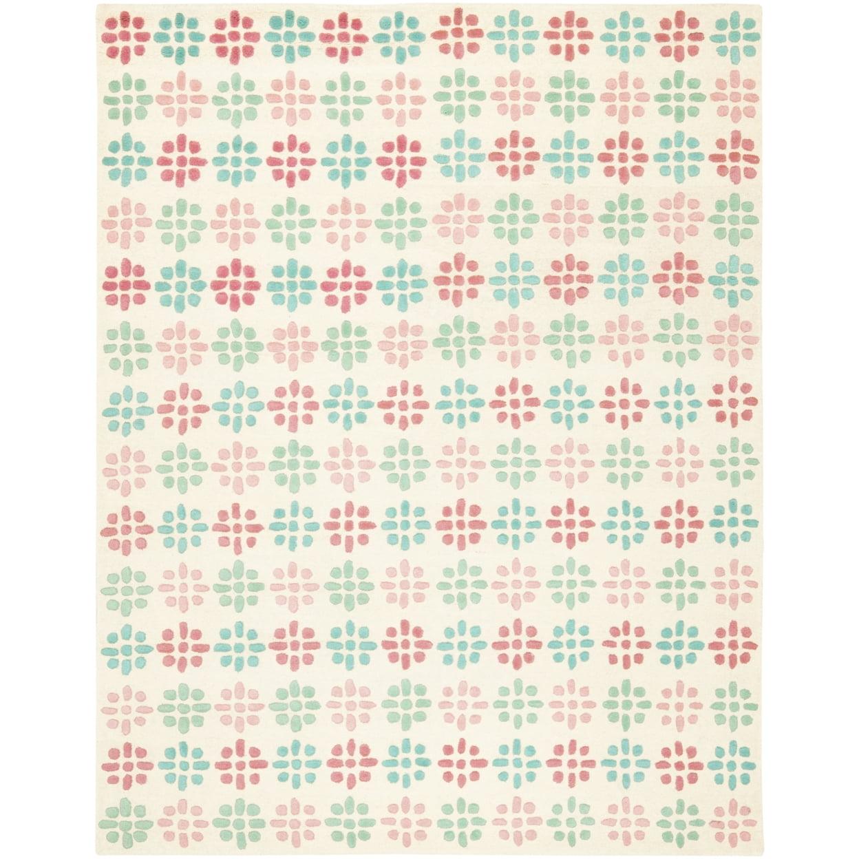 SAFAVIEH Soho Daisy Geometric Wool Area Rug, Ivory/Multi, 6' x 9'