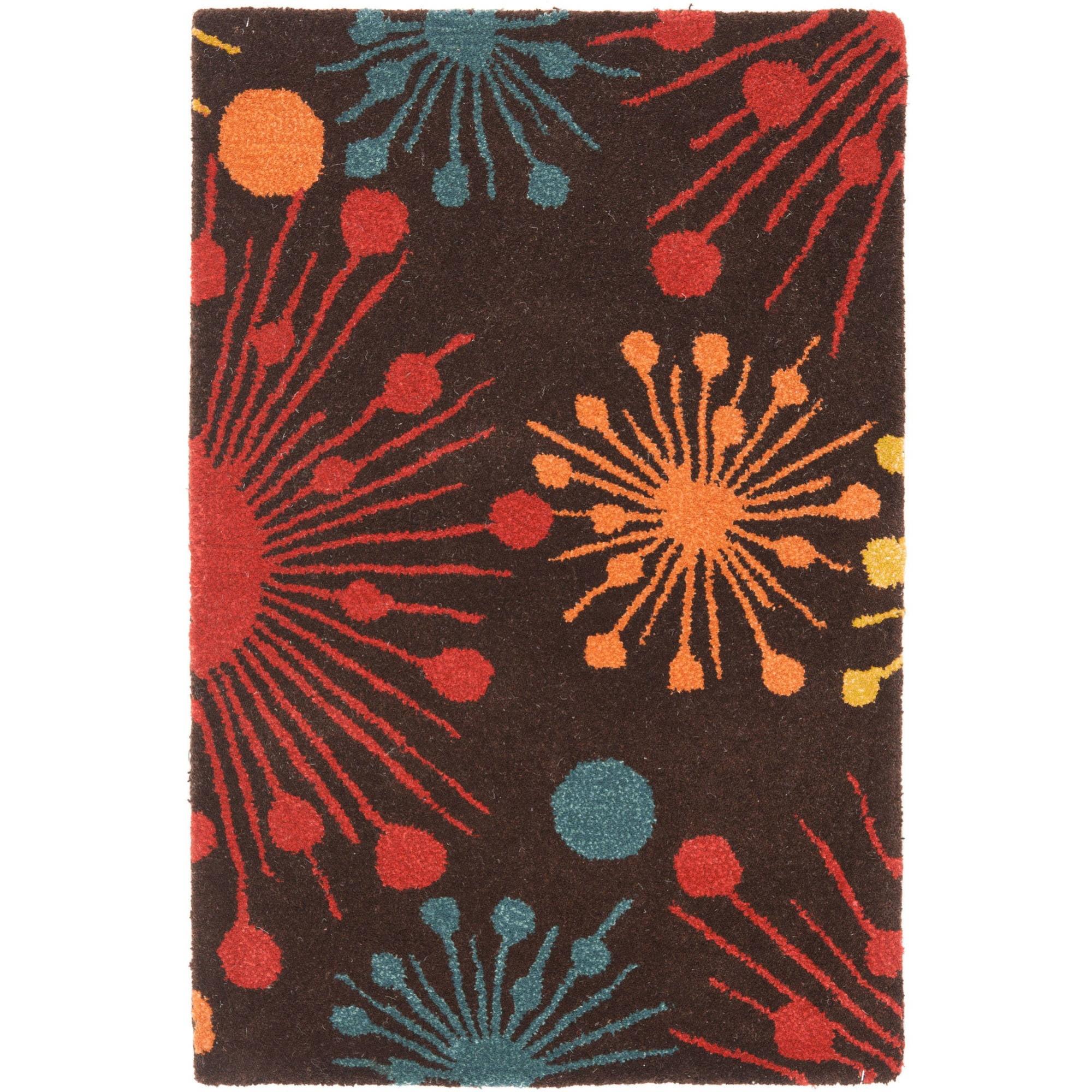 SAFAVIEH Soho Danielle Fire Works Wool Area Rug, Brown/Multi, 2' x 3'