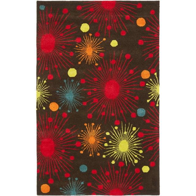 SAFAVIEH Soho Danielle Fire Works Wool Area Rug, Brown/Multi, 2' x 3'