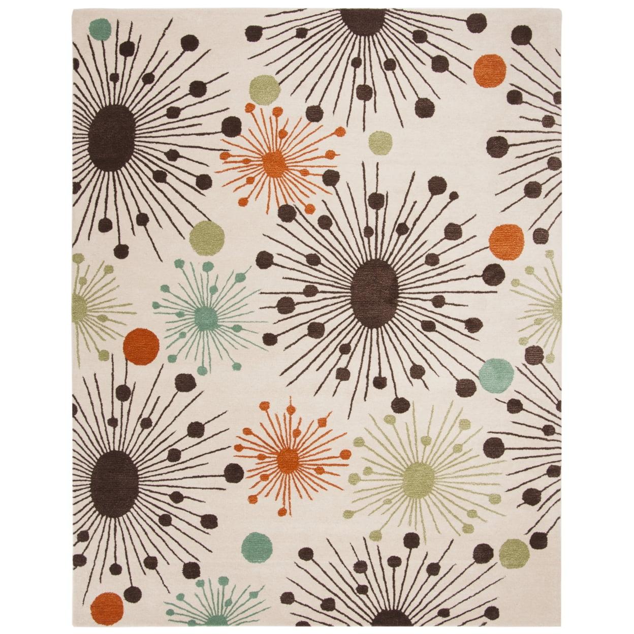 SAFAVIEH Soho Danielle Fire Works Wool Area Rug, Ivory/Multi, 9'6" x 13'6"