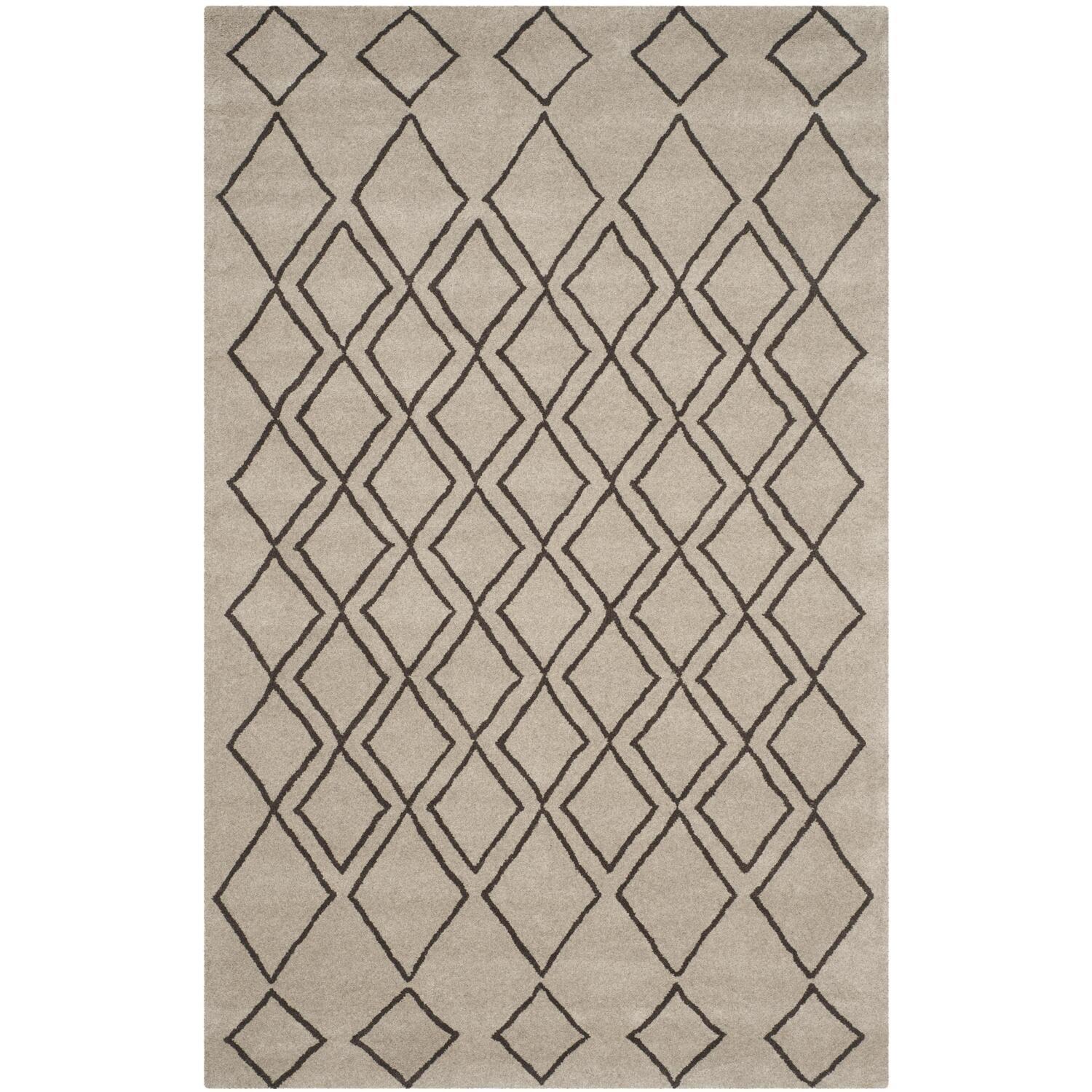 SAFAVIEH Soho Eden Geometric Wool Area Rug, Light Grey/Dark Grey, 5' x 8'