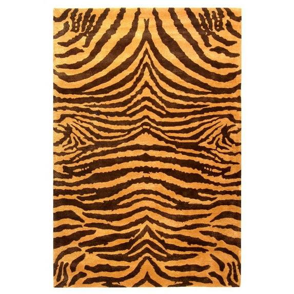 SAFAVIEH Soho Eglantine Animal Striped Wool Runner Rug, Brown/Gold, 2'6" x 12'