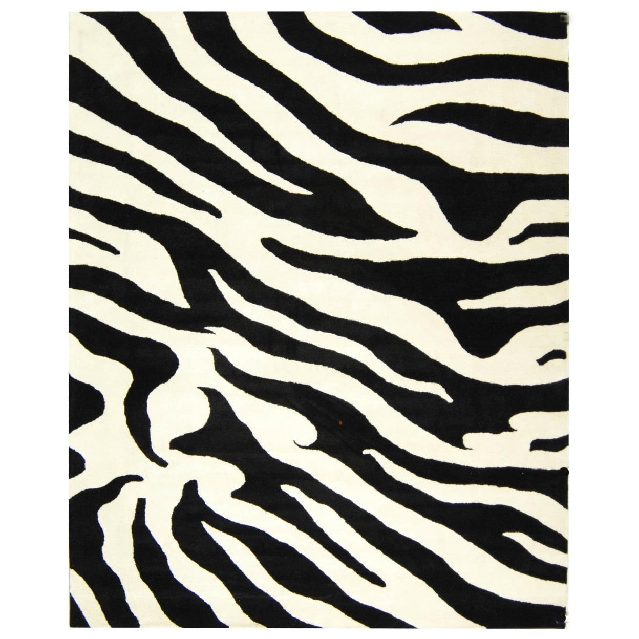 Soho Black and White Handmade Wool Area Rug, 8'3" x 11'