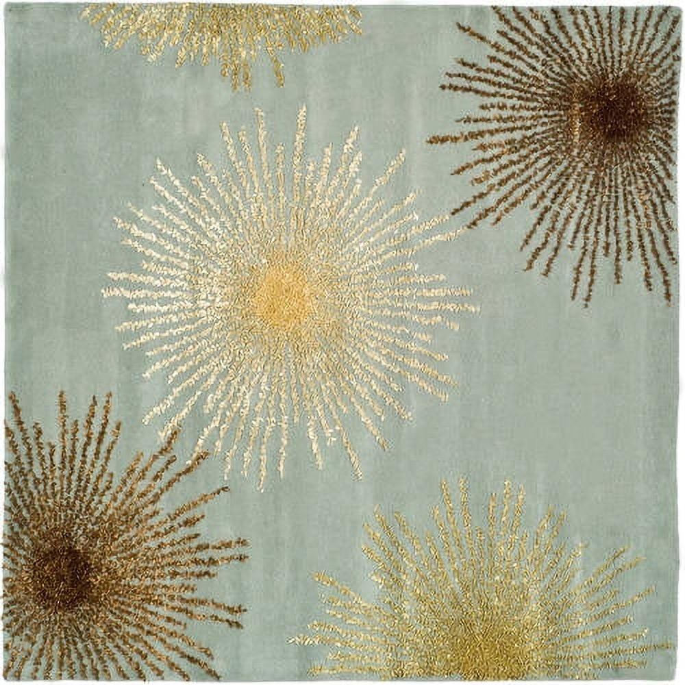 SAFAVIEH Soho Fiesta Celebration Wool Area Rug, Light Blue/Multi, 9' x 12'