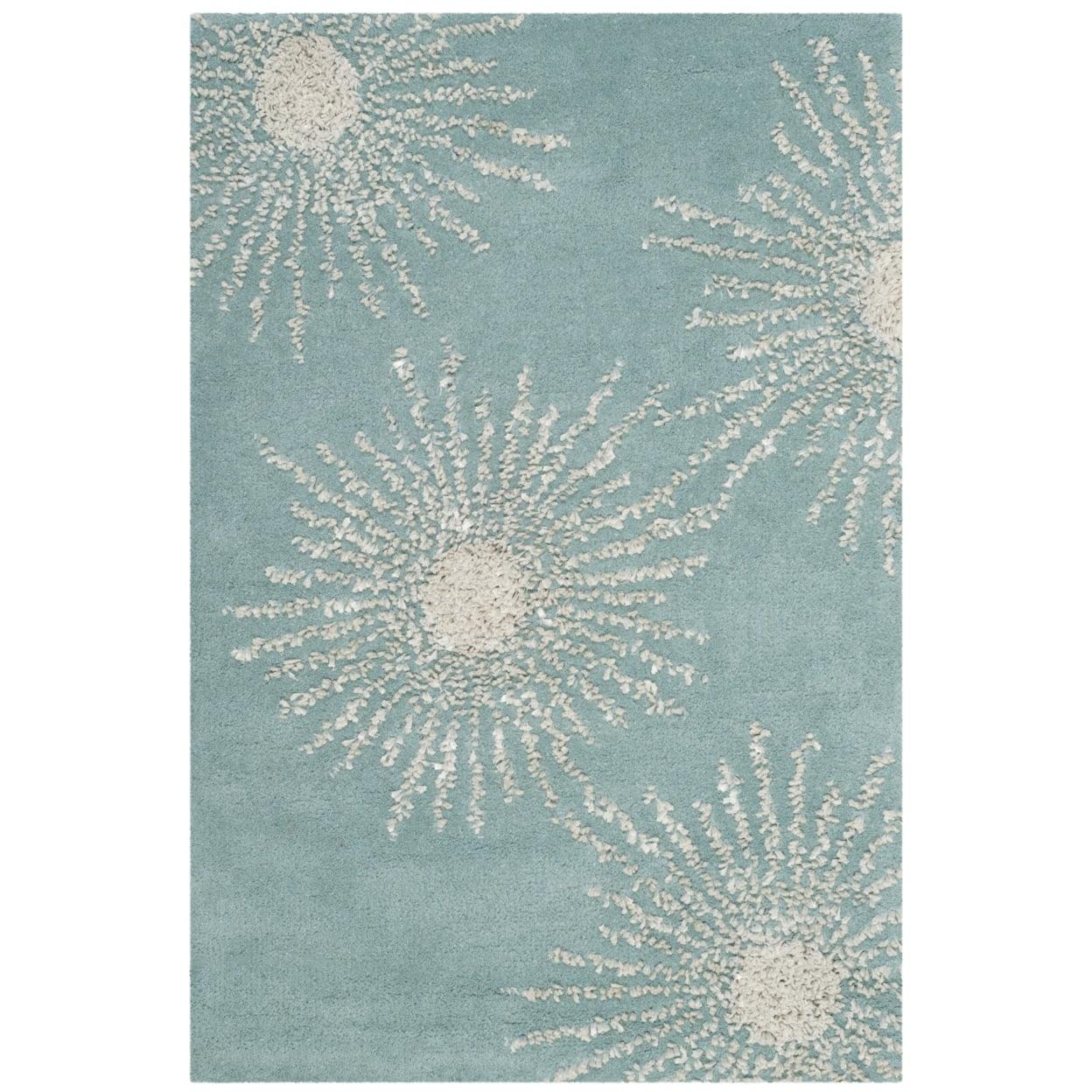 Hand-Tufted Teal & Blue Wool-Viscose Blend Area Rug - 2' x 3'