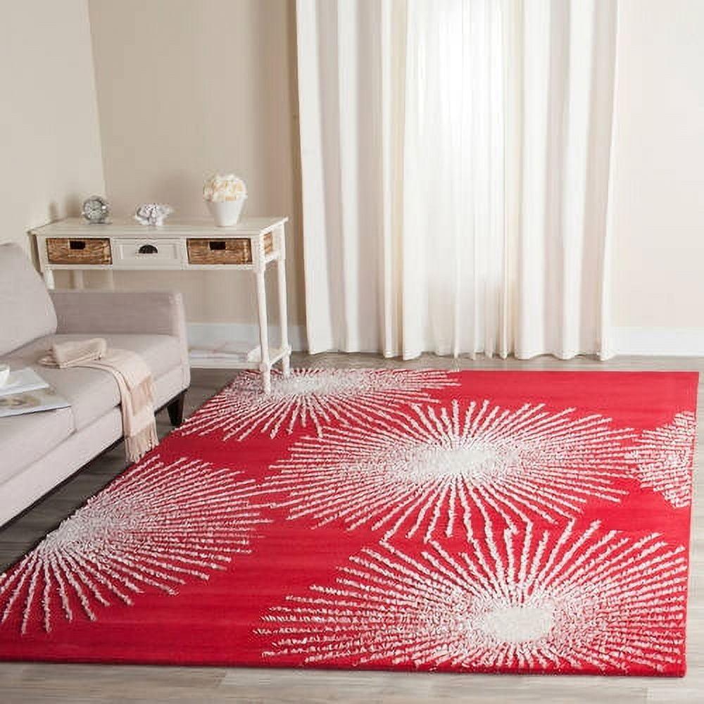 Hand-Tufted Soho Red/Ivory Wool & Viscose 5' x 8' Area Rug