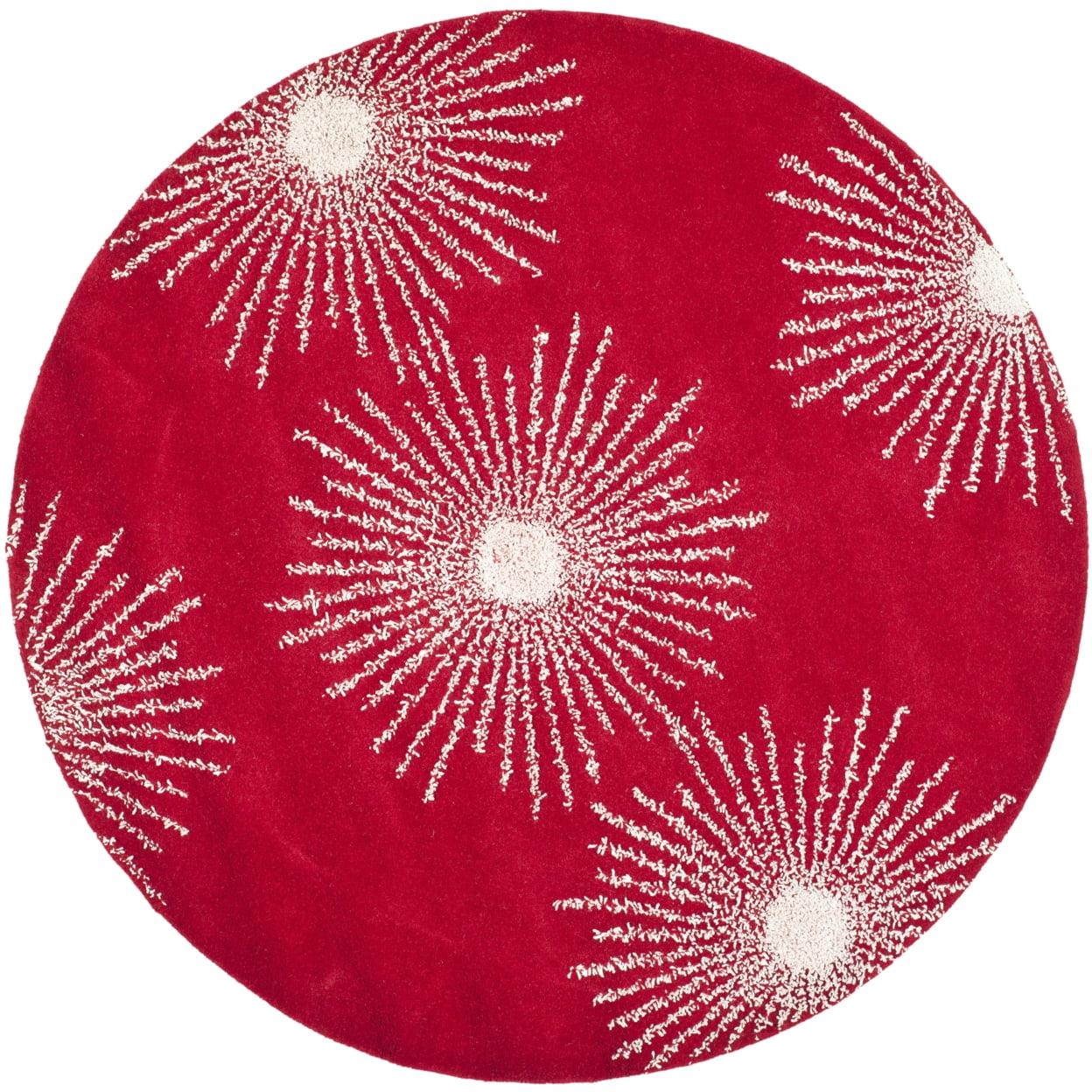 Soho SOH712 Hand Tufted Area Rug - Red/Ivory - 6' Round - Safavieh.