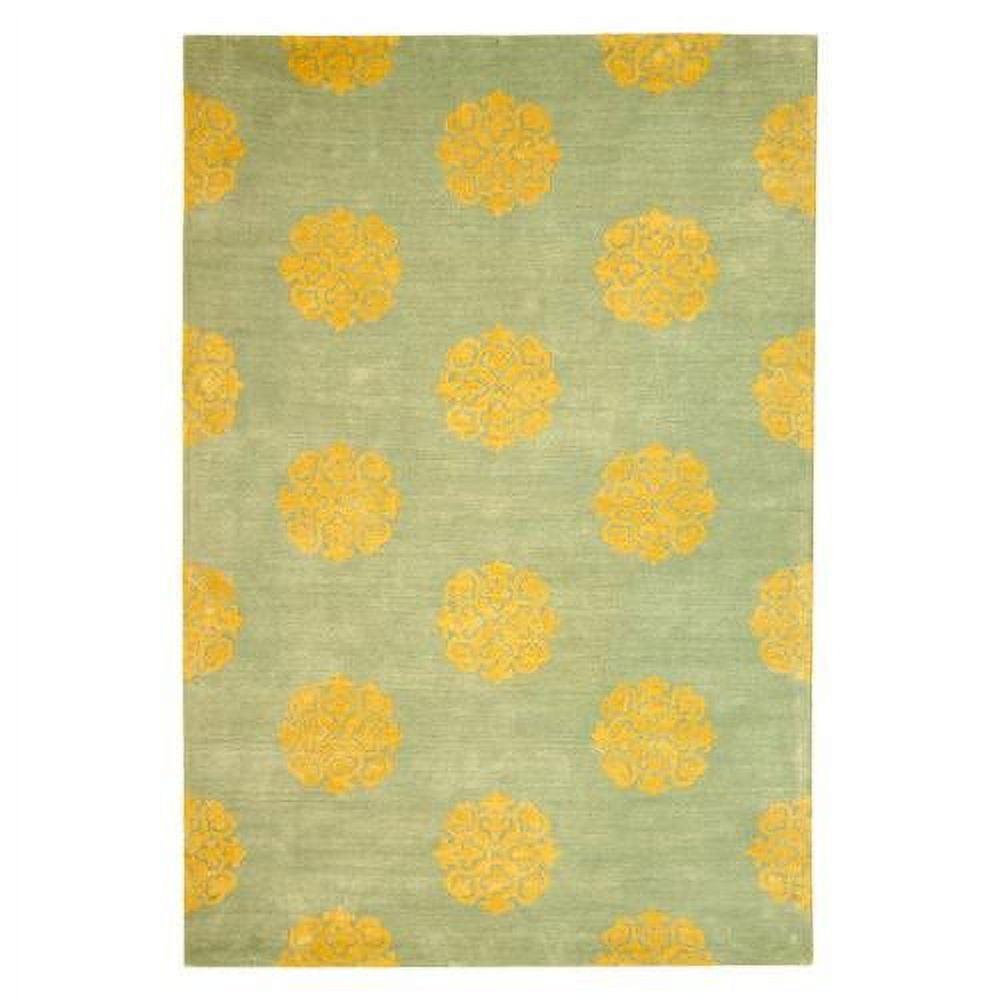 Turquoise Hand-Tufted Wool and Viscose Area Rug