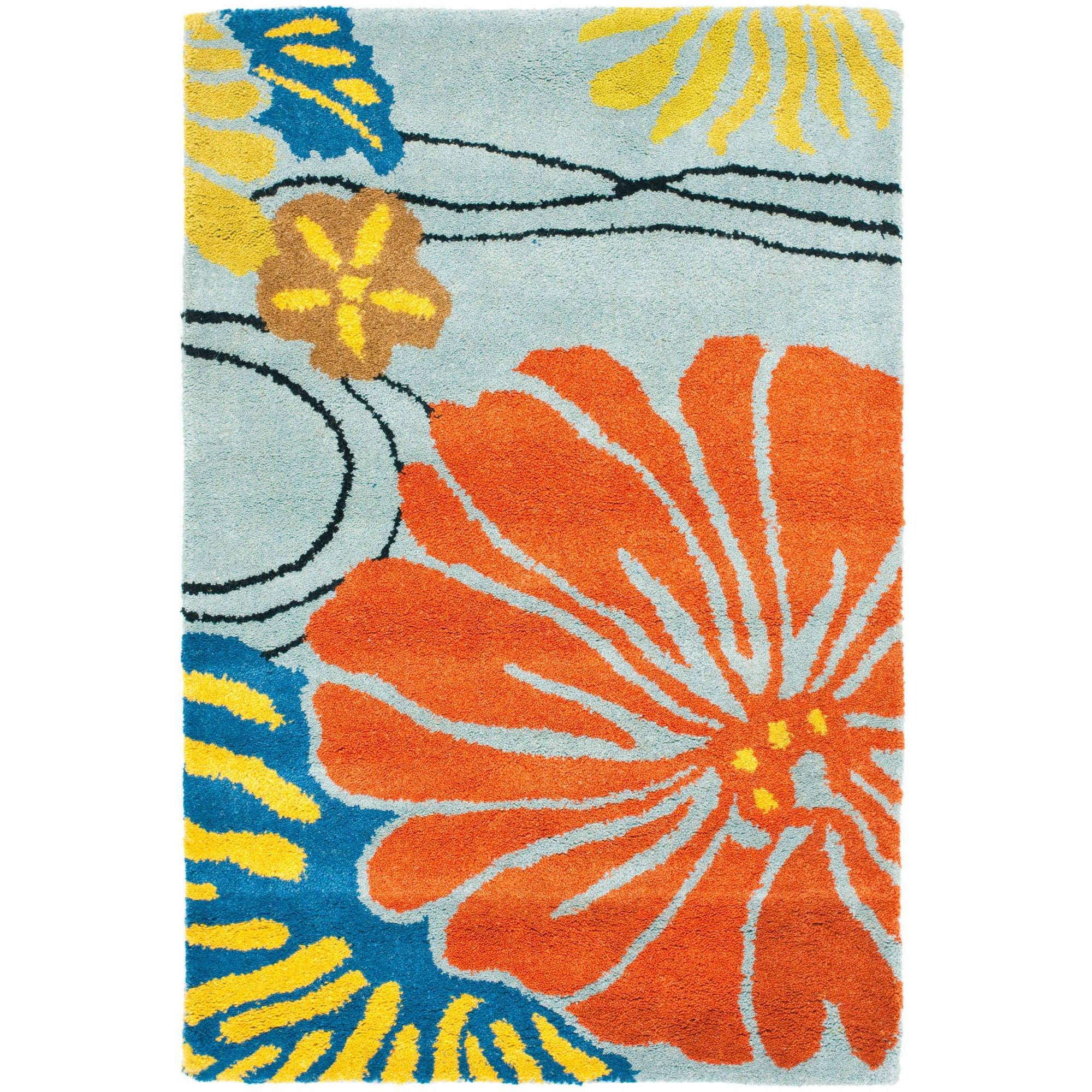 SAFAVIEH Soho Hazel Floral Wool Area Rug, Blue/Multi, 2' x 3'