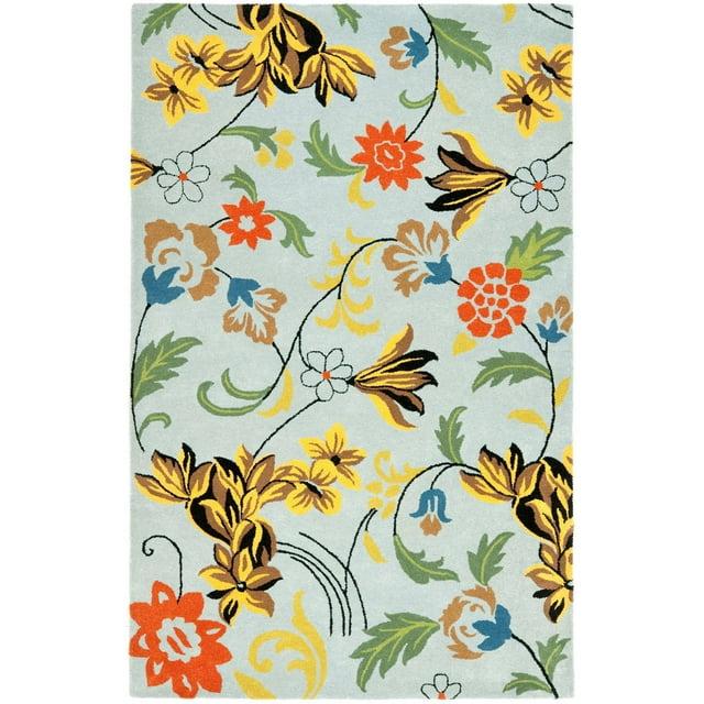 SAFAVIEH Soho Heath Floral Wool Area Rug, Blue/Multi, 6' x 9'