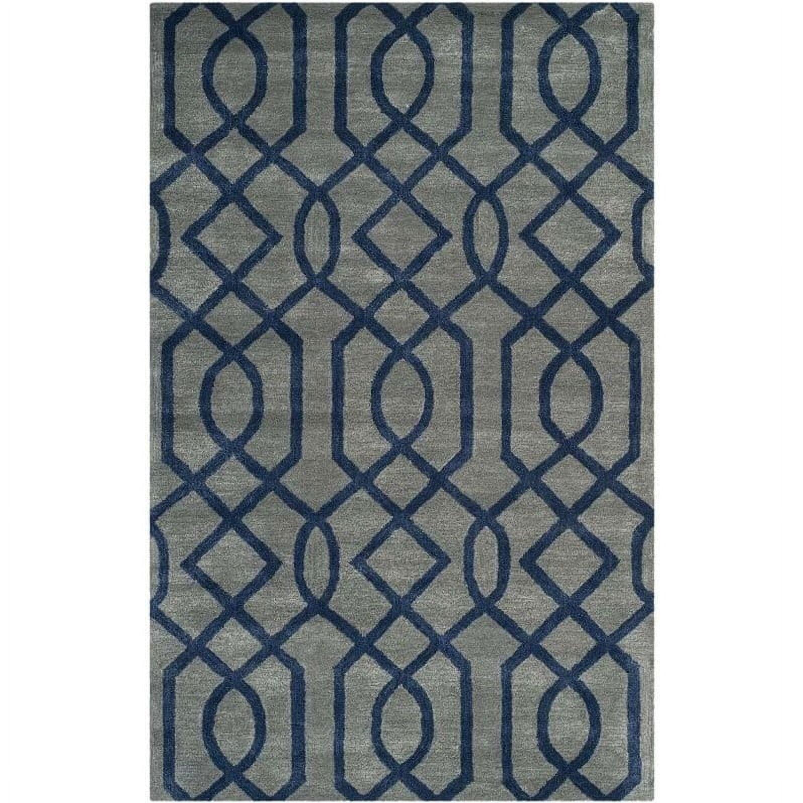 SAFAVIEH Soho Jarrod Geometric Wool Area Rug, Grey/Dark Blue, 5' x 8'