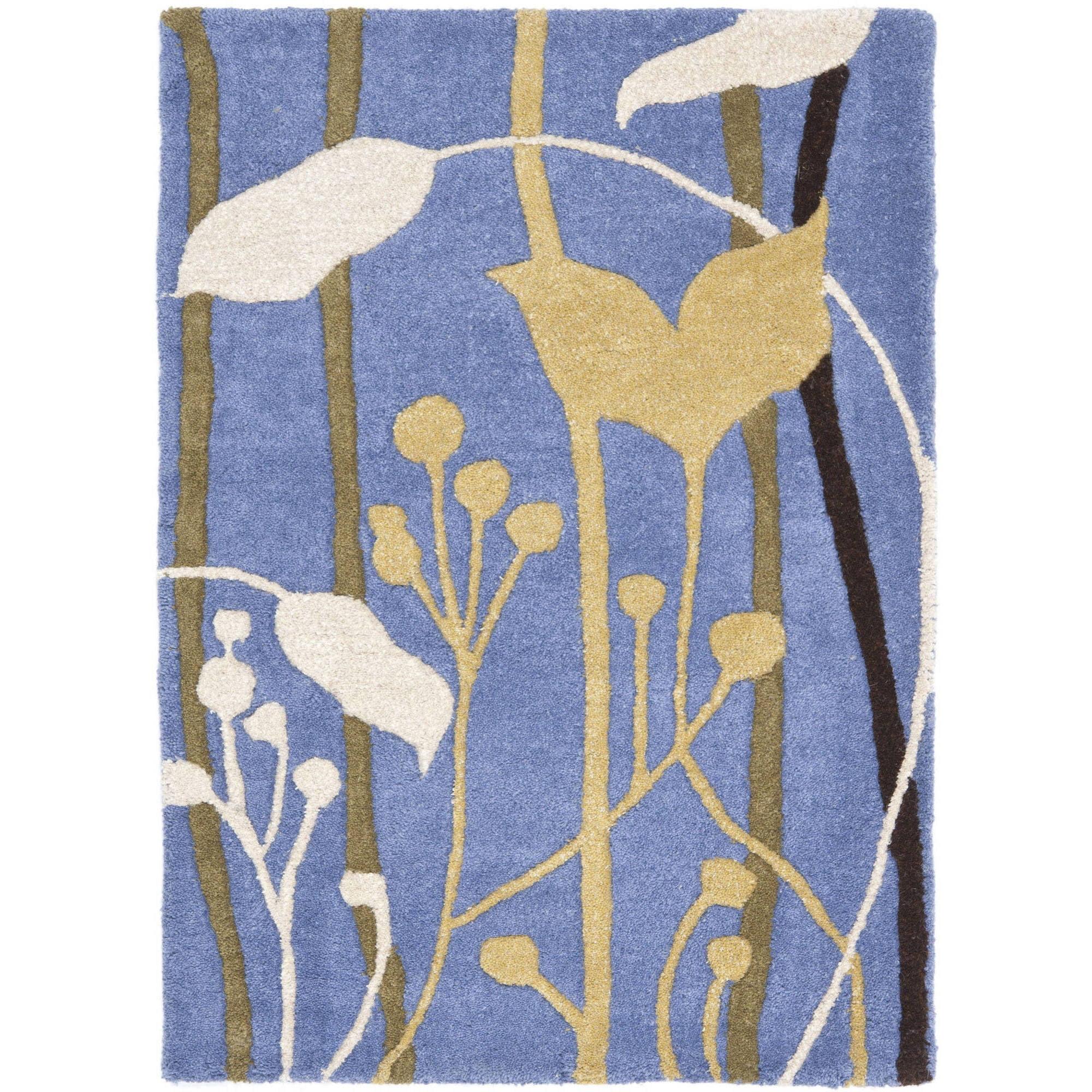 SAFAVIEH Soho Jordan Floral Wool Area Rug, Blue/Multi, 2' x 3'