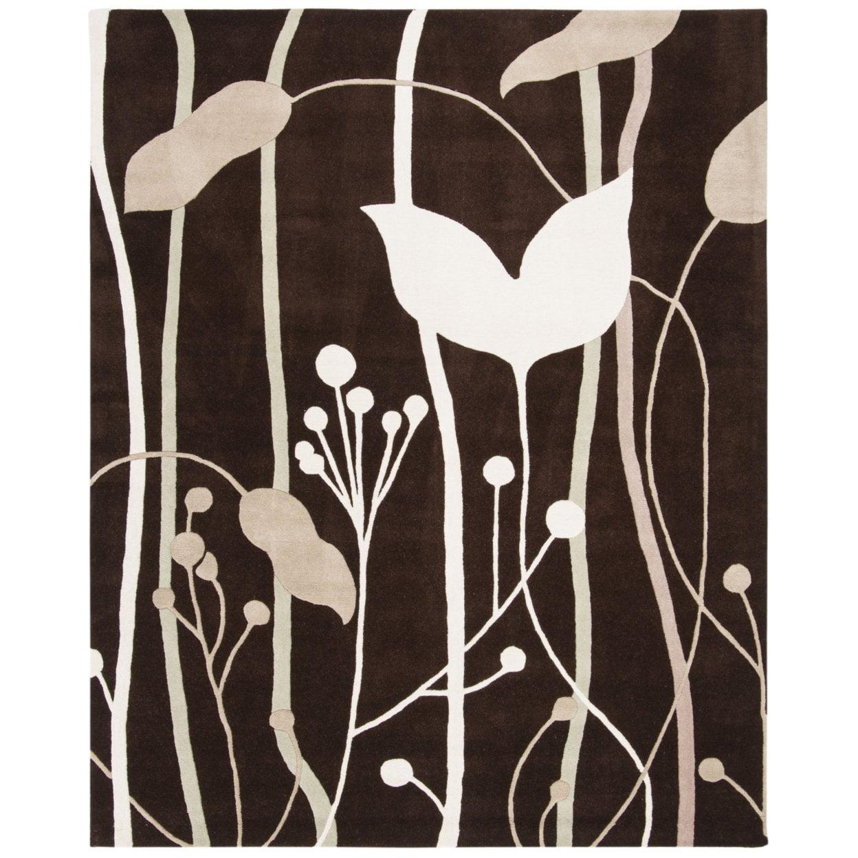 SAFAVIEH Soho Jordan Floral Wool Area Rug, Dark Brown/Multi, 7'6" x 9'6"