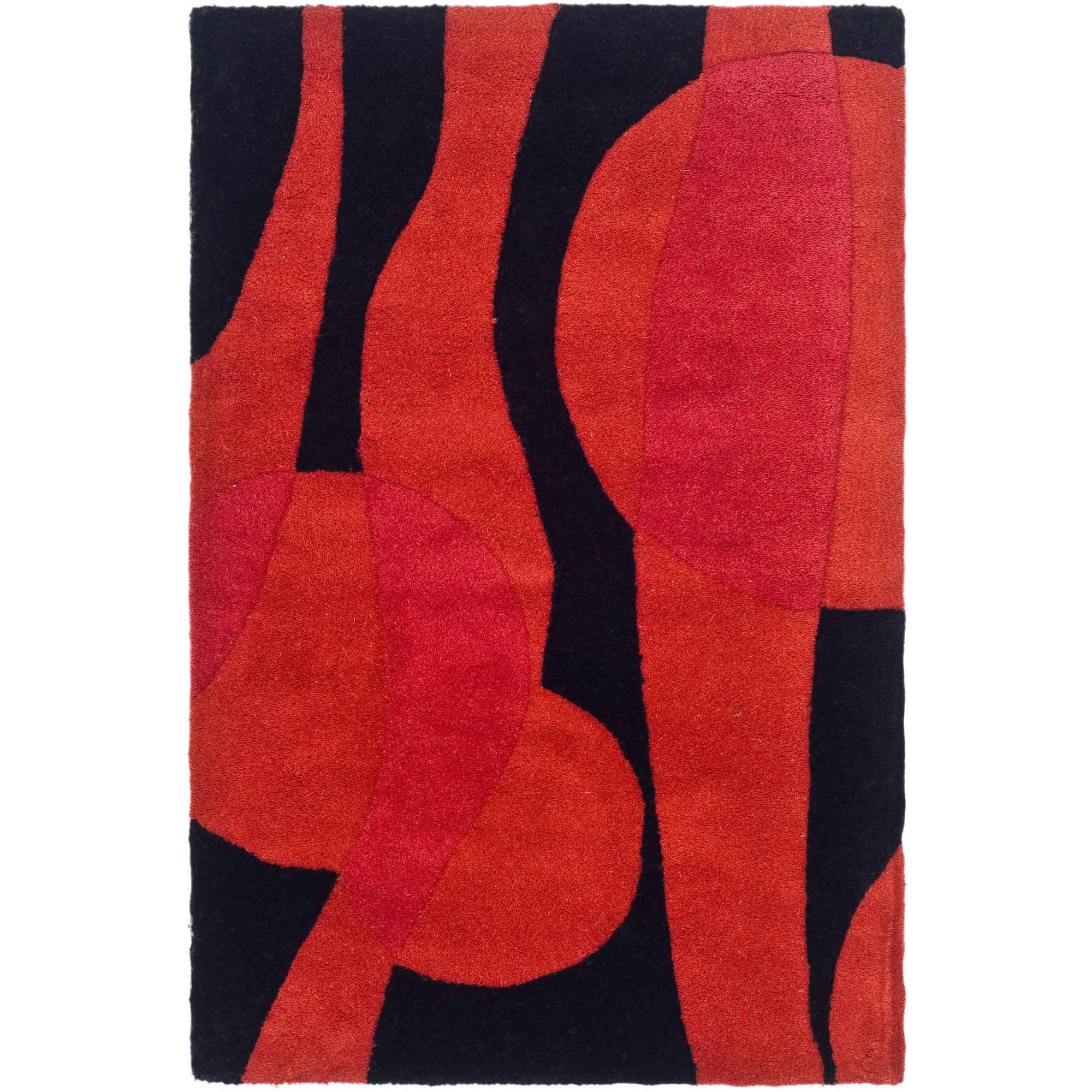 SAFAVIEH Soho Josie Abstract Wool Area Rug, Black/Red, 2' x 3'