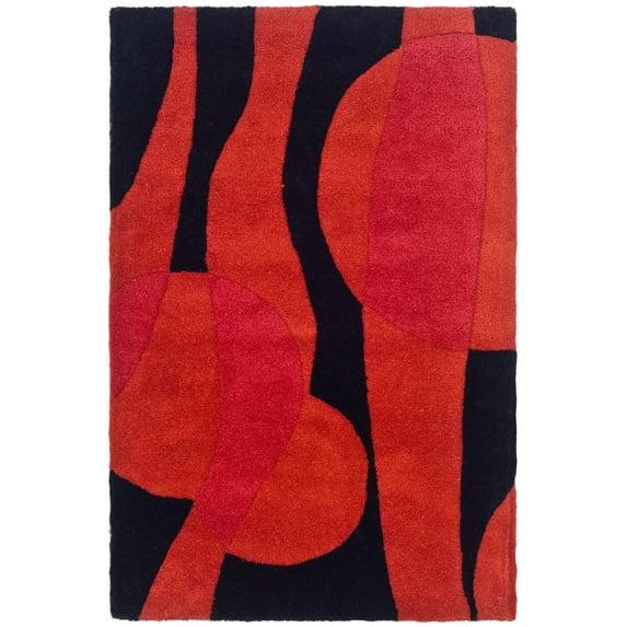 SAFAVIEH Soho Josie Geometric Wool Area Rug, Black/Red, 2' x 3'