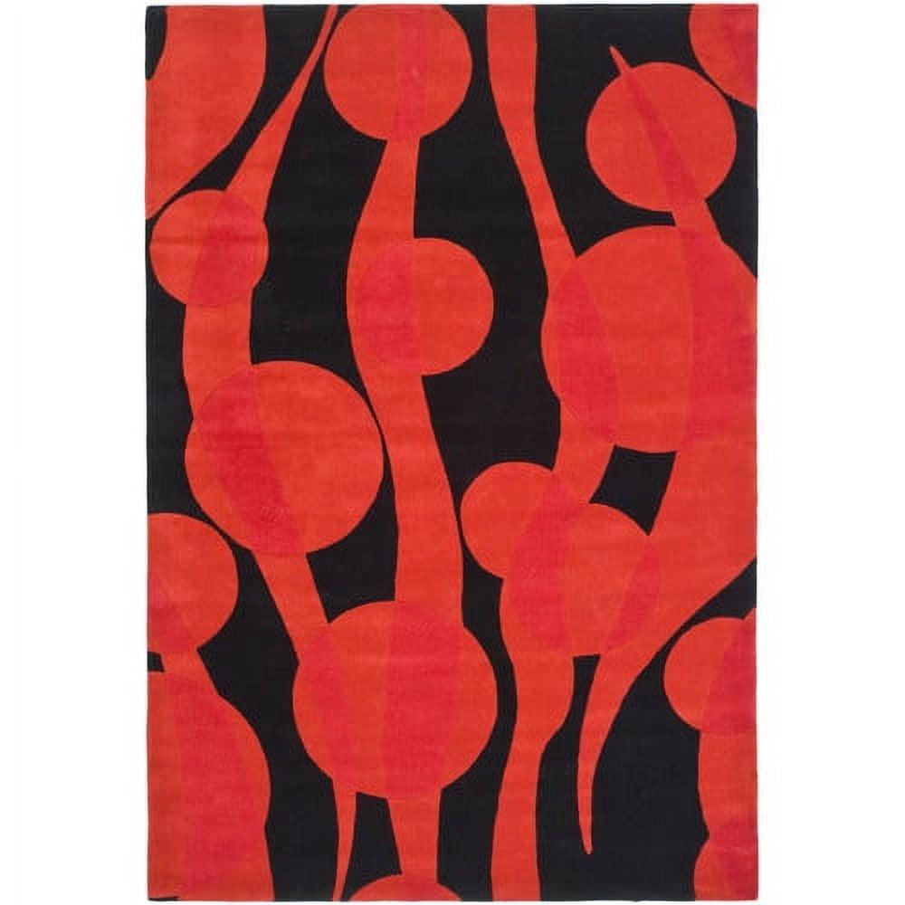 SAFAVIEH Soho Josie Abstract Wool Area Rug, Black/Red, 3'6" x 5'6"