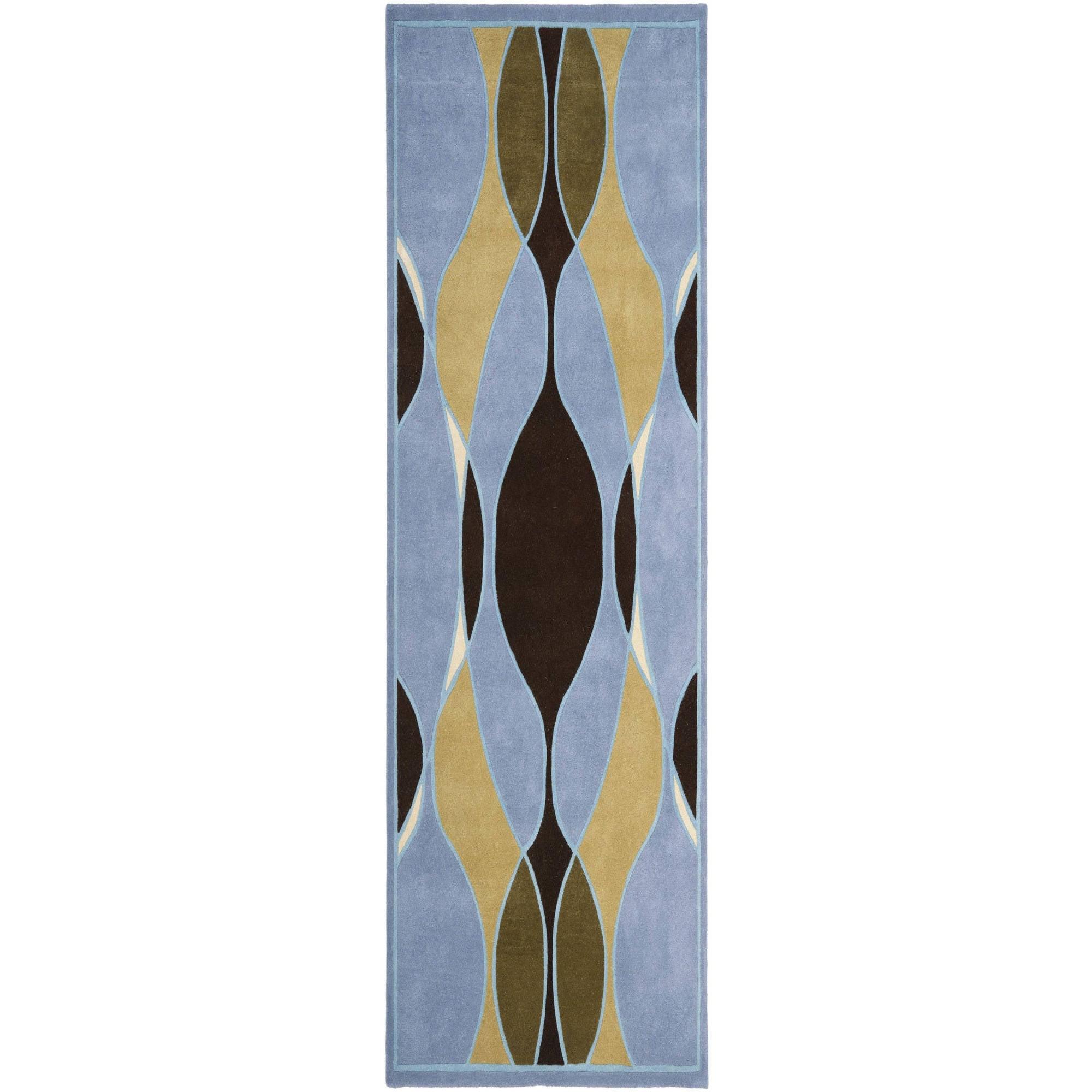 SAFAVIEH Soho Juliet Abstract Wool Runner Rug, Blue/Multi, 2'6" x 8'