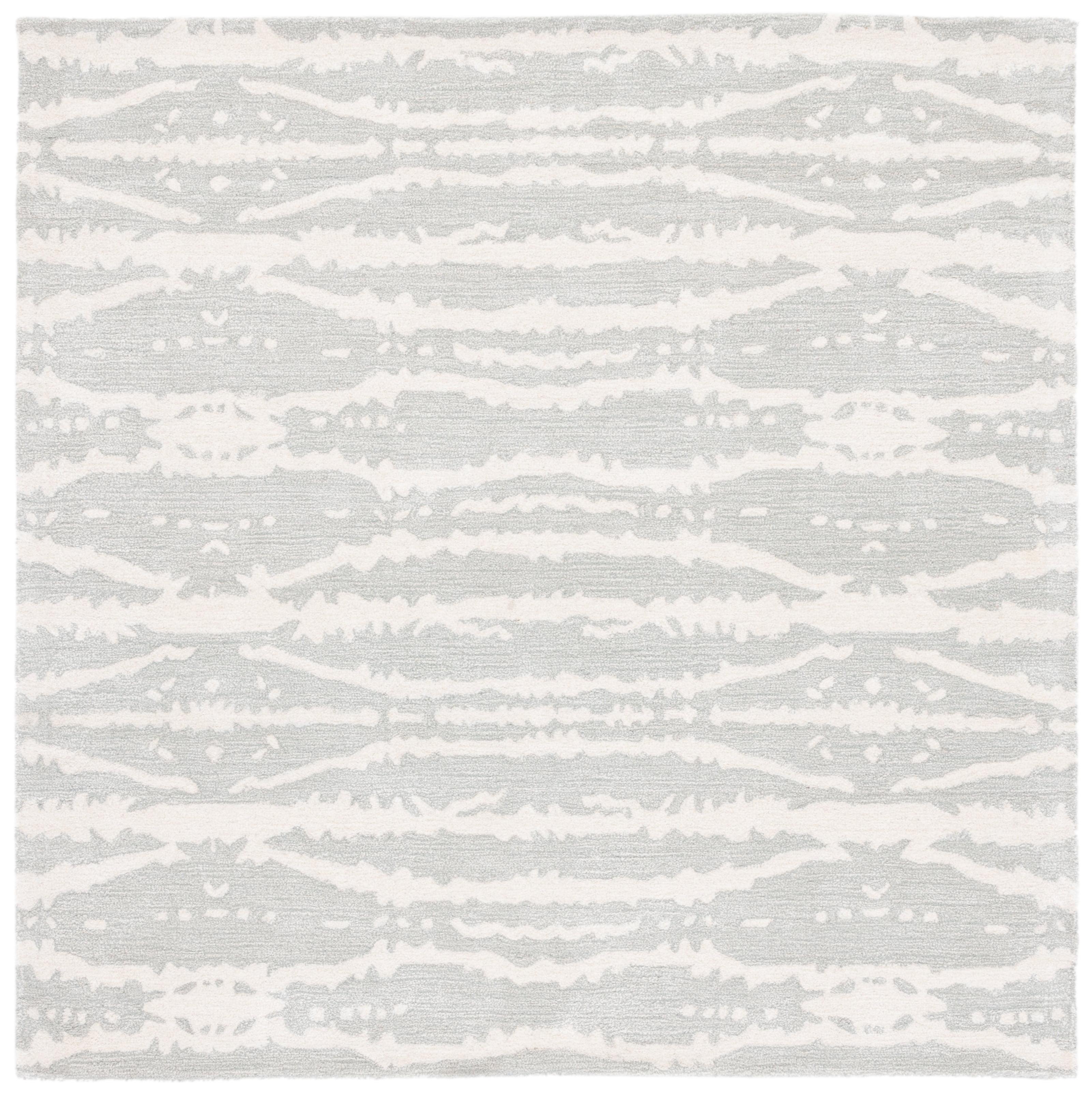 Soho SOH656 Hand Tufted Area Rug - Light Grey/Ivory - 6'x6' - Safavieh.